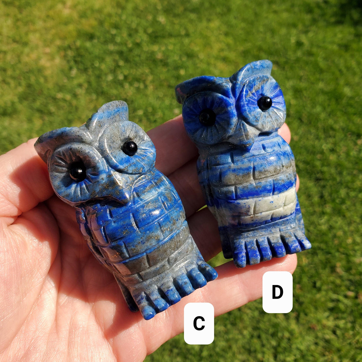 Lapis Lazuli Owl - Speak Your Truth, Communication, Stand in Your Power - Lapiz Lazuli Carved Owl Crystal Healing Gemstone