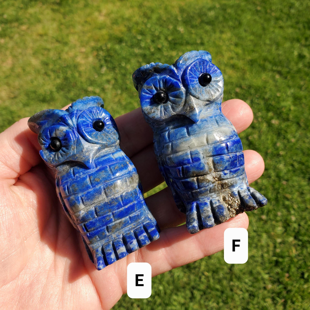 Lapis Lazuli Owl - Speak Your Truth, Communication, Stand in Your Power - Lapiz Lazuli Carved Owl Crystal Healing Gemstone