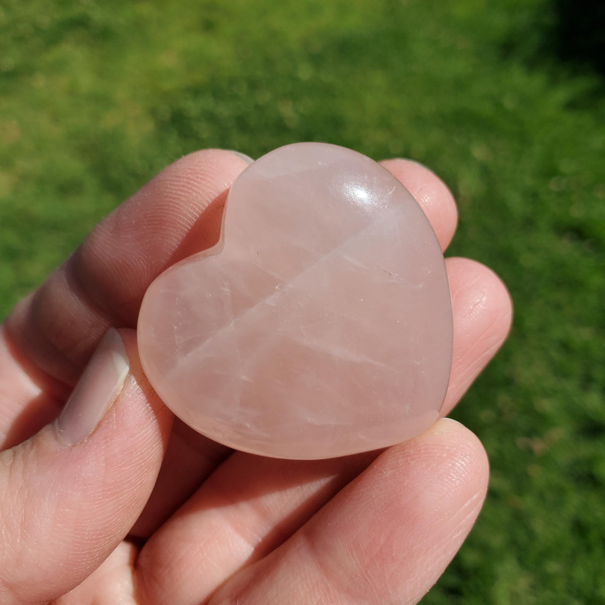 Rose Quartz Heart in Display Box + Motivational Note - "One Day at a Time" Pink Heart Crystal Gift - Unconditional Love & Compassion