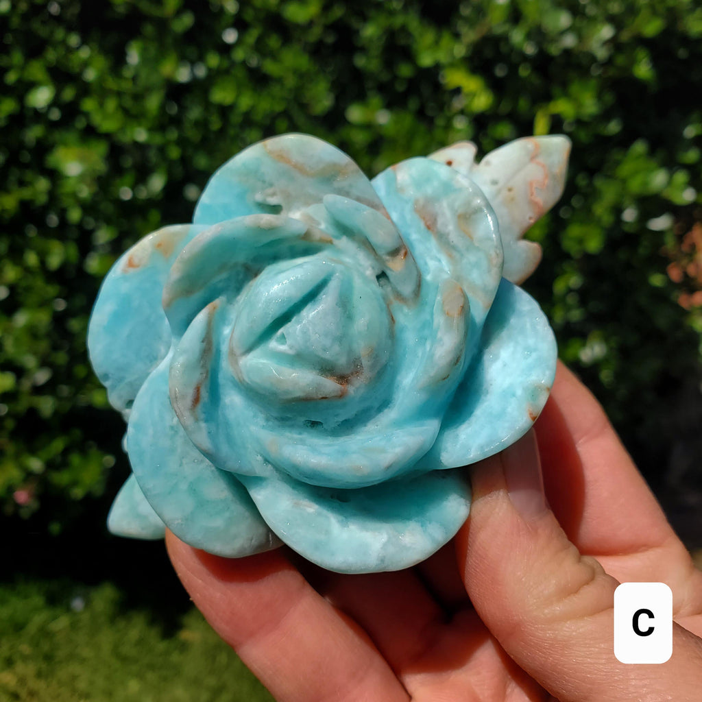 Hemimorphite Rose - The Stone of Empathy, Helps You Communicate With Others, Soothes Anxiety - Blue Flower Crystal Ocean Stone