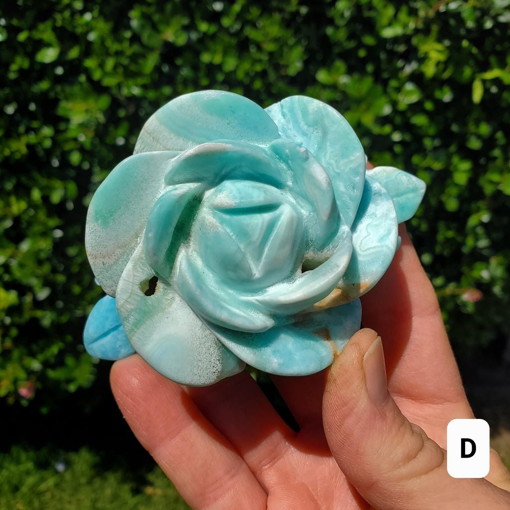 Hemimorphite Rose - The Stone of Empathy, Helps You Communicate With Others, Soothes Anxiety - Blue Flower Crystal Ocean Stone