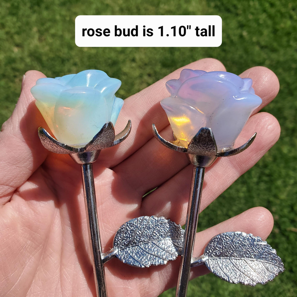 Opalite Long Stem Rose 9" - Confidence, Boost Inner Power, Stabilizing - Cute Crystal Rose Healing Stone Crystals Gemstone