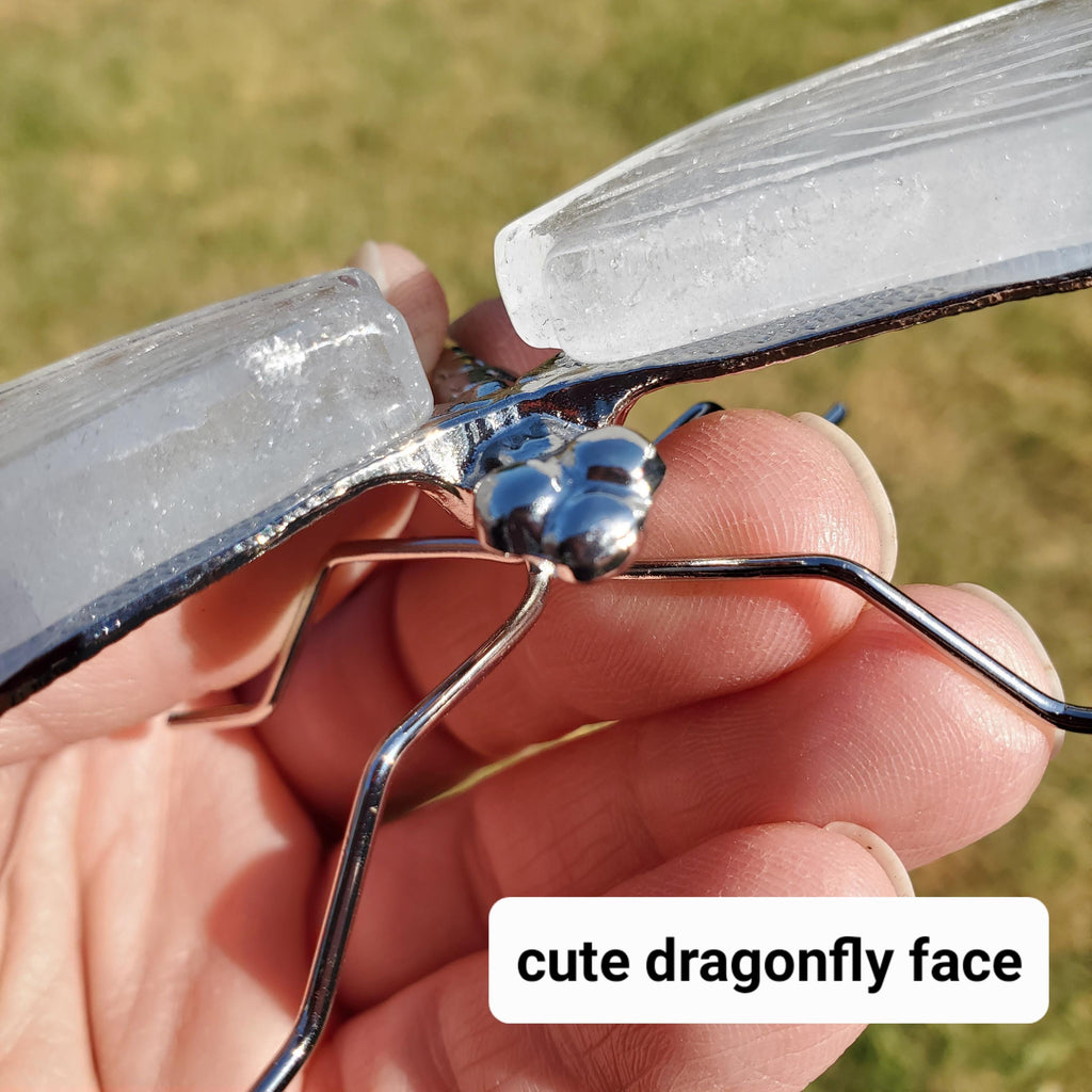 Quartz Dragonfly - Counteracts the Negative, Energizes Positive Energy - Clear Dragonfly Crystal Insect Healing Stone