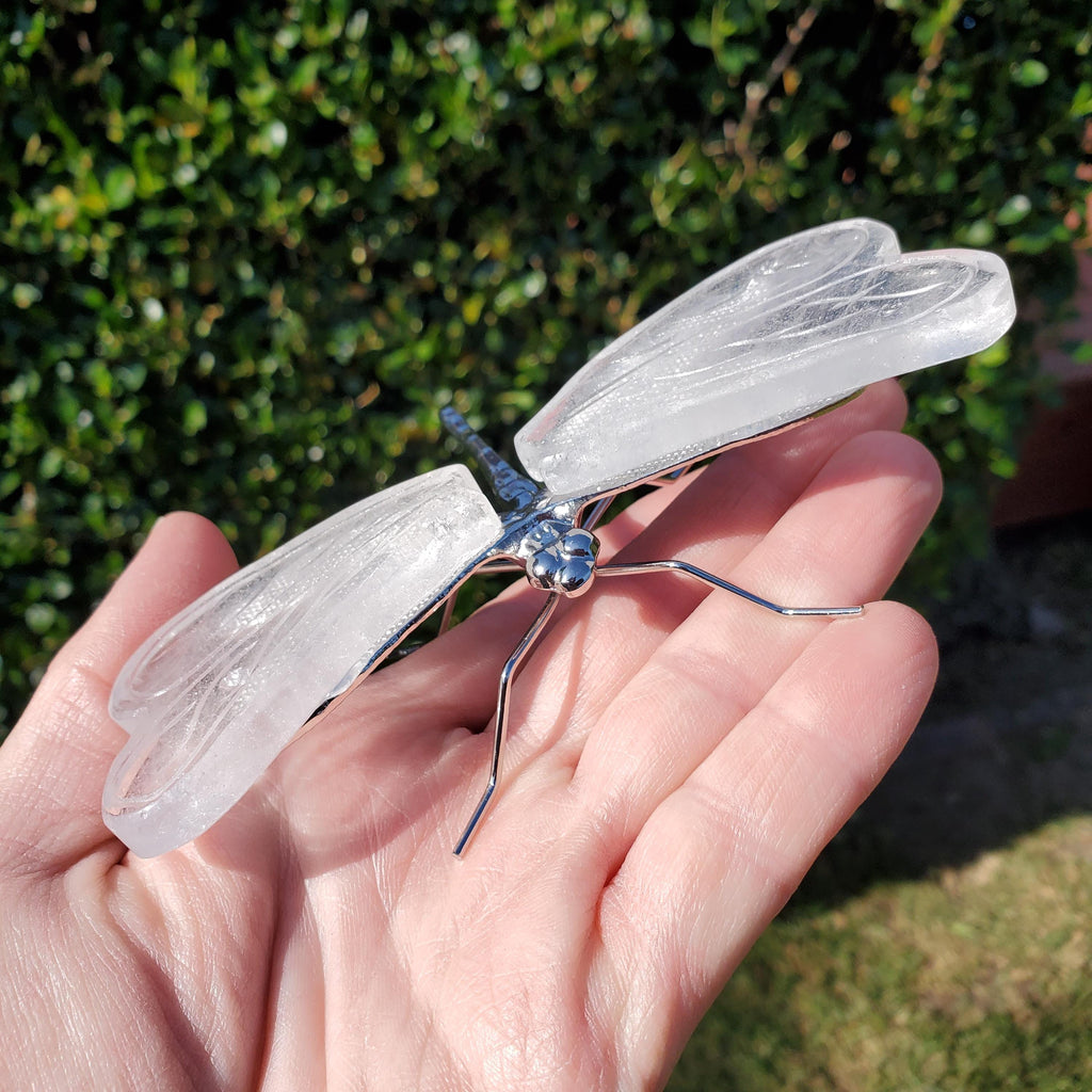 Quartz Dragonfly - Counteracts the Negative, Energizes Positive Energy - Clear Dragonfly Crystal Insect Healing Stone