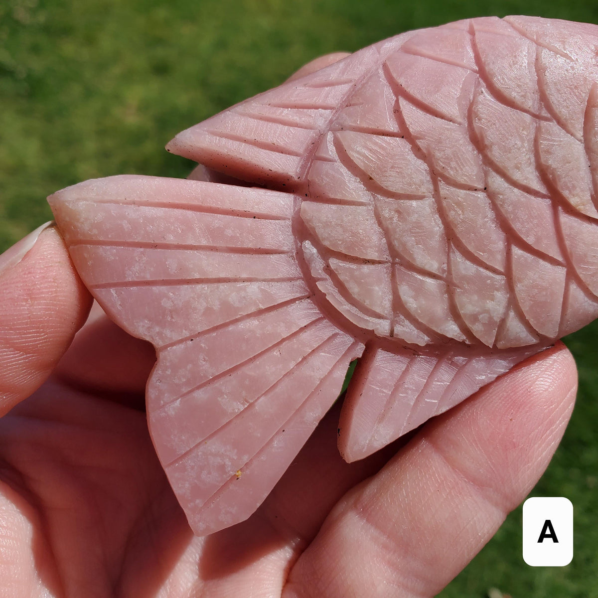 Cute Pink Opal Standing Fish - Activates Heart Chakra, Strengthens Connection To Yourself, Individuality - Pink Crystal Fish Ocean Figurine
