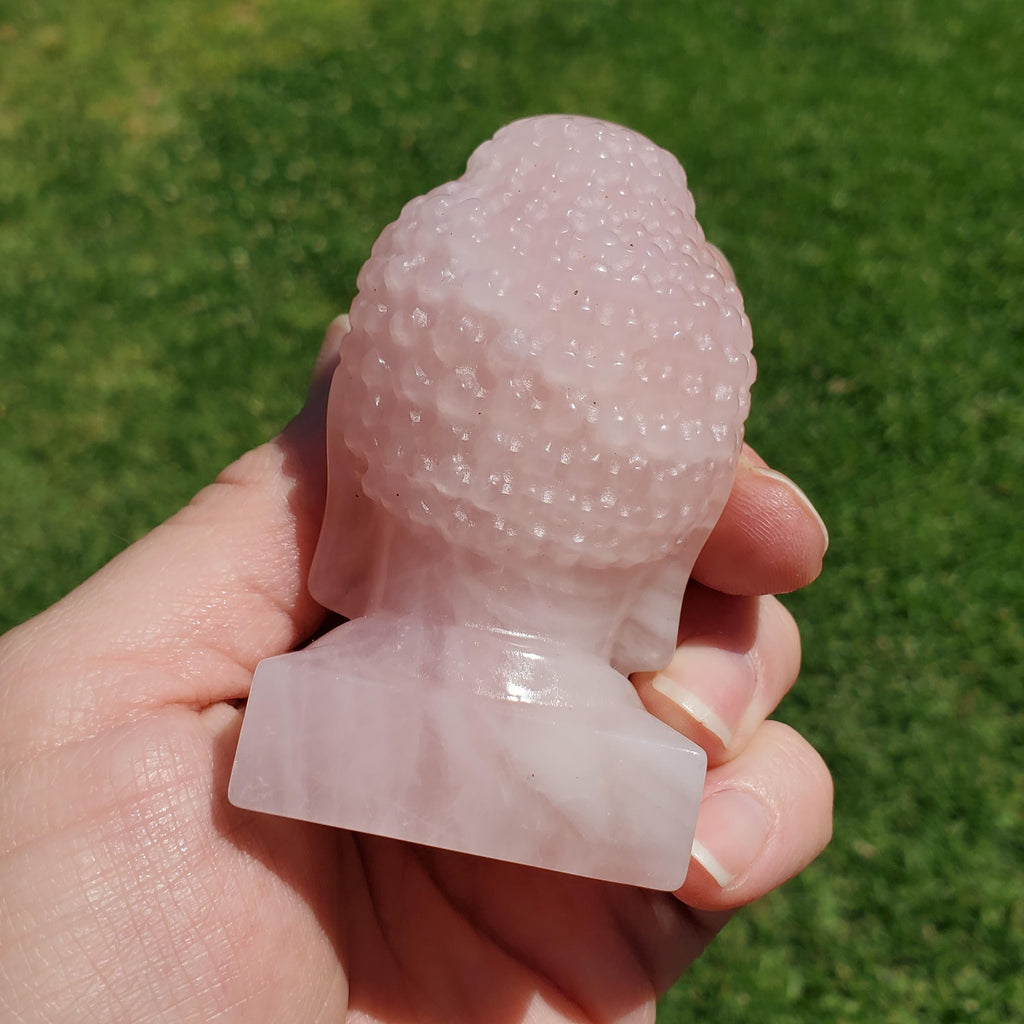Rose Quartz Buddha 3.15" tall - Unconditional Love, Compassion, Forgiveness - Pink Crystal Buddha Head Crystals Gemstones