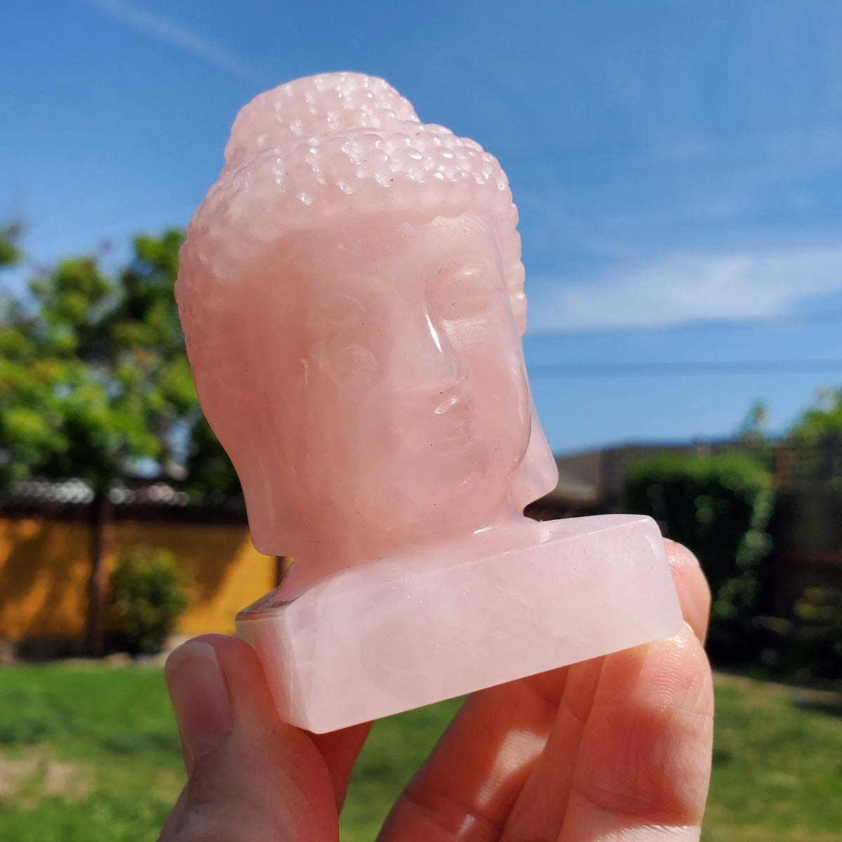 Rose Quartz Buddha 3.15" tall - Unconditional Love, Compassion, Forgiveness - Pink Crystal Buddha Head Crystals Gemstones