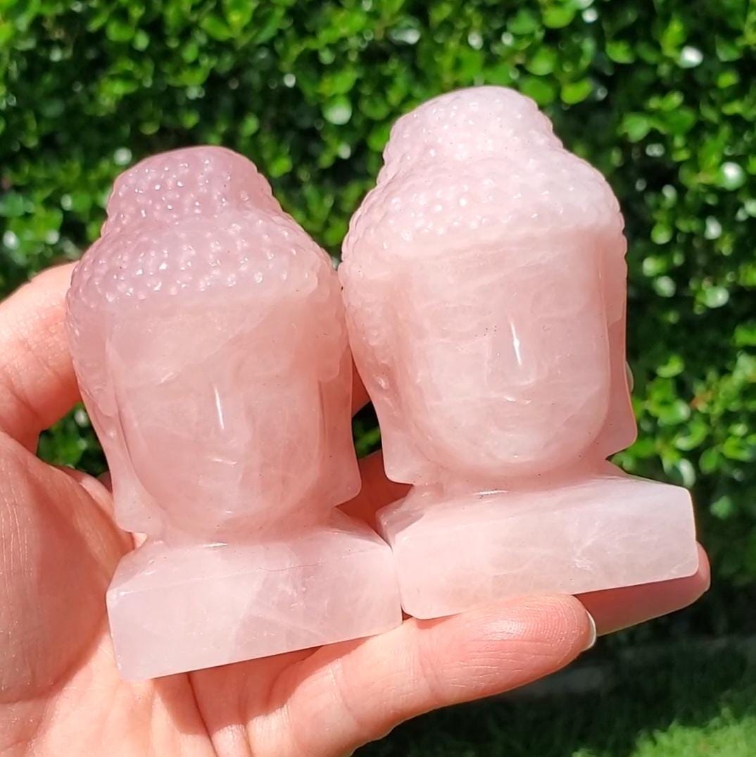 Rose Quartz Buddha 3.15" tall - Unconditional Love, Compassion, Forgiveness - Pink Crystal Buddha Head Crystals Gemstones