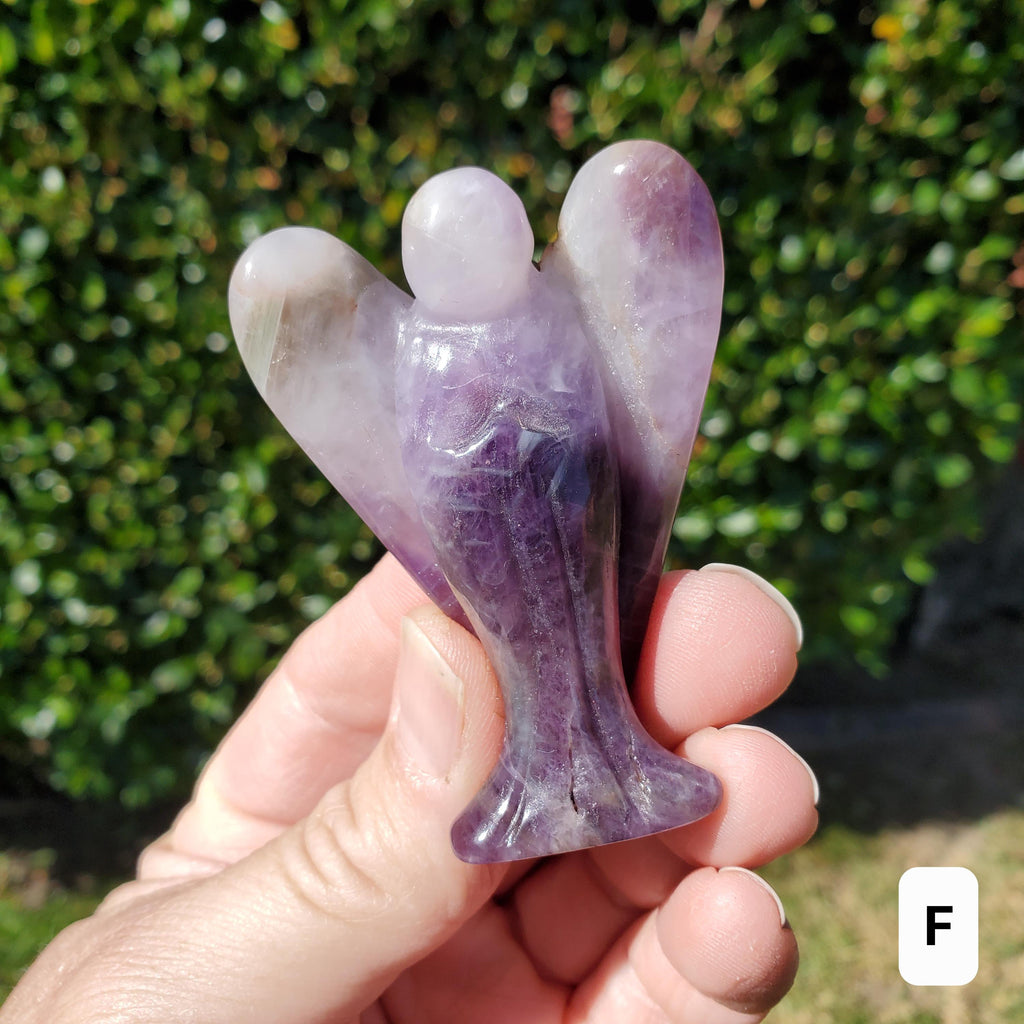Dream Amethyst Angel 2.60" - Calming, Energetic Protection, Positivity - Purple Amethyst Standing Angel Carving Healing Crystal Gemstone