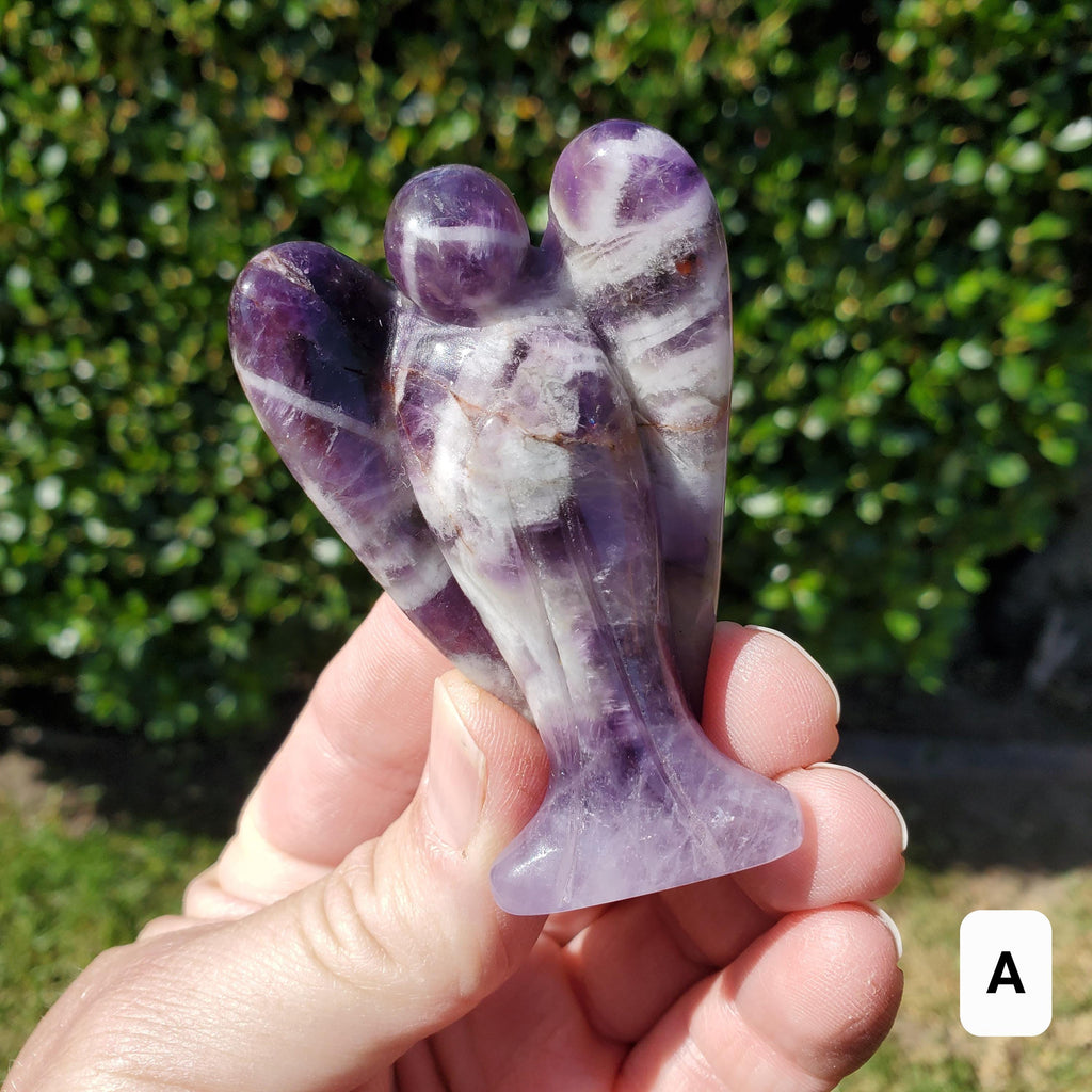 Dream Amethyst Angel 2.60" - Calming, Energetic Protection, Positivity - Purple Amethyst Standing Angel Carving Healing Crystal Gemstone