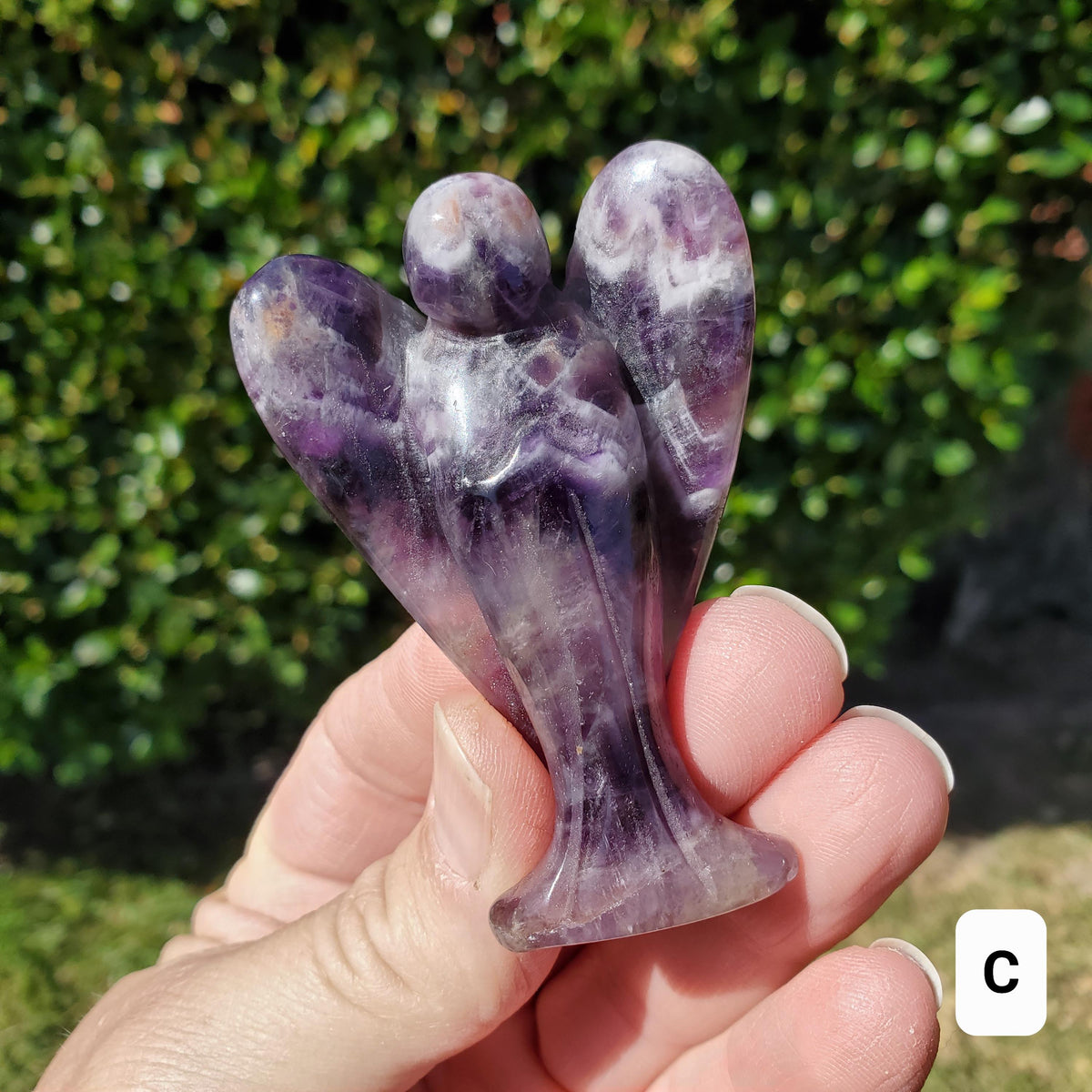 Dream Amethyst Angel 2.60" - Calming, Energetic Protection, Positivity - Purple Amethyst Standing Angel Carving Healing Crystal Gemstone