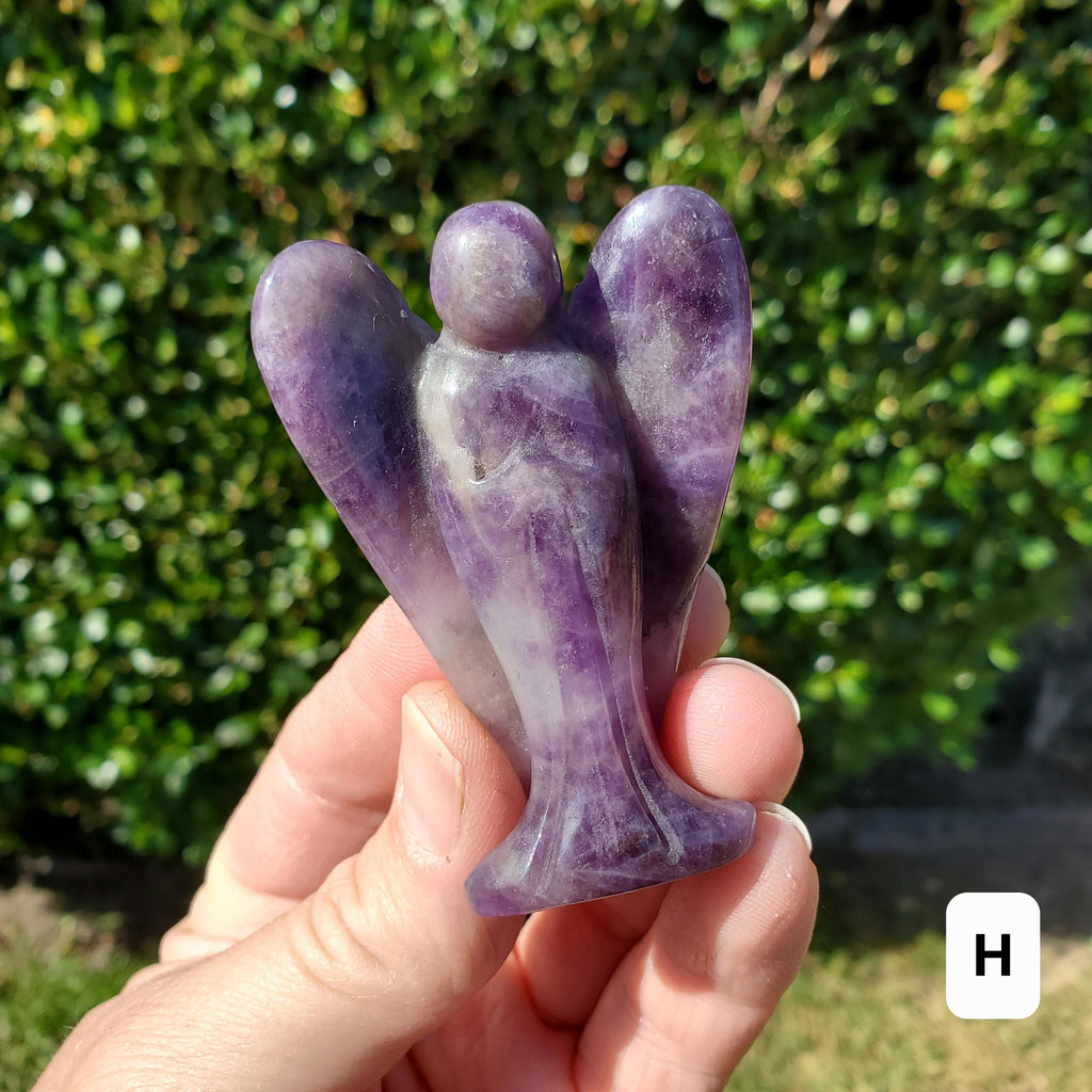 Dream Amethyst Angel 2.60" - Calming, Energetic Protection, Positivity - Purple Amethyst Standing Angel Carving Healing Crystal Gemstone