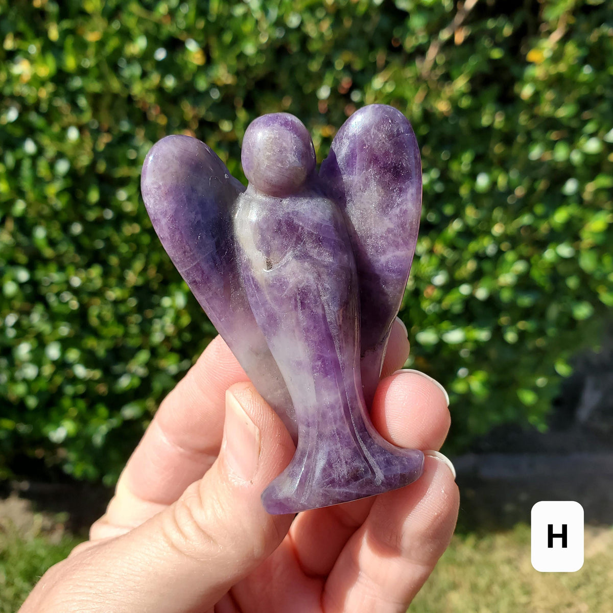 Dream Amethyst Angel 2.60" - Calming, Energetic Protection, Positivity - Purple Amethyst Standing Angel Carving Healing Crystal Gemstone