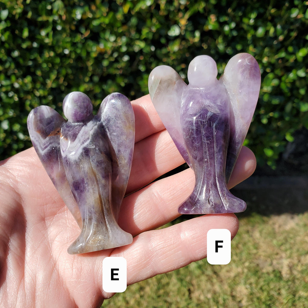 Dream Amethyst Angel 2.60" - Calming, Energetic Protection, Positivity - Purple Amethyst Standing Angel Carving Healing Crystal Gemstone