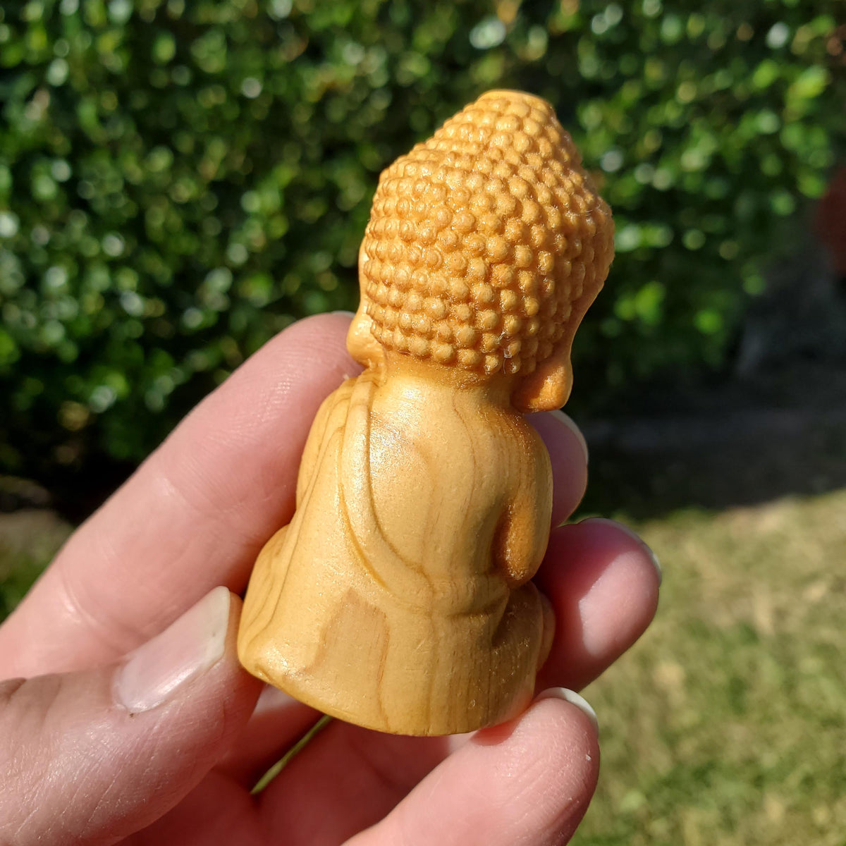 Cypress Wood Buddha Carving - A Symbol of Immortality, Protective From Negative Energies - 2.65" Carved Buddha Statue