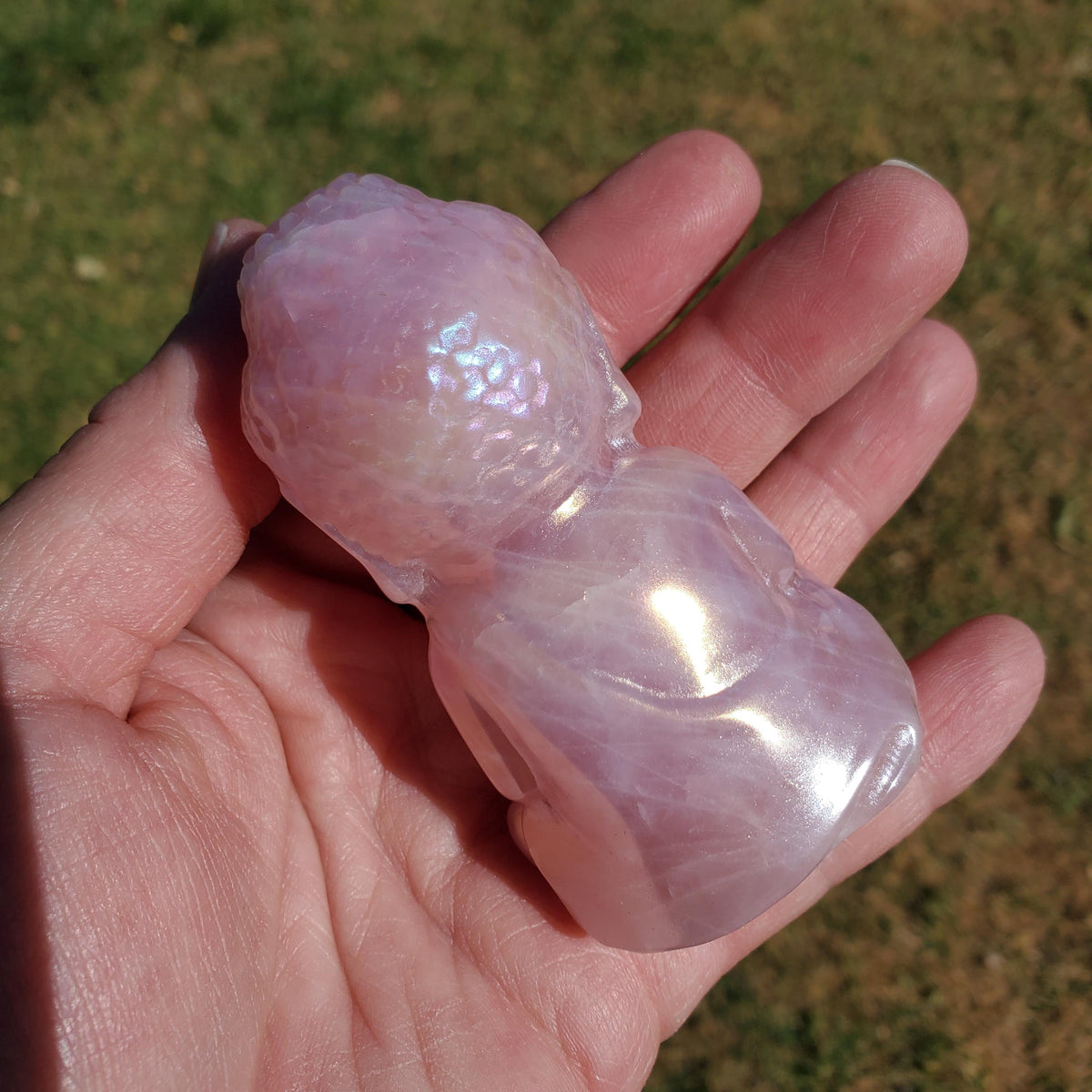 Aura Rose Quartz Buddha 3.15" - Unconditional Love, Compassion, Forgiveness - Pink Crystal Sitting Praying Buddha Healing Crystals Gemstones