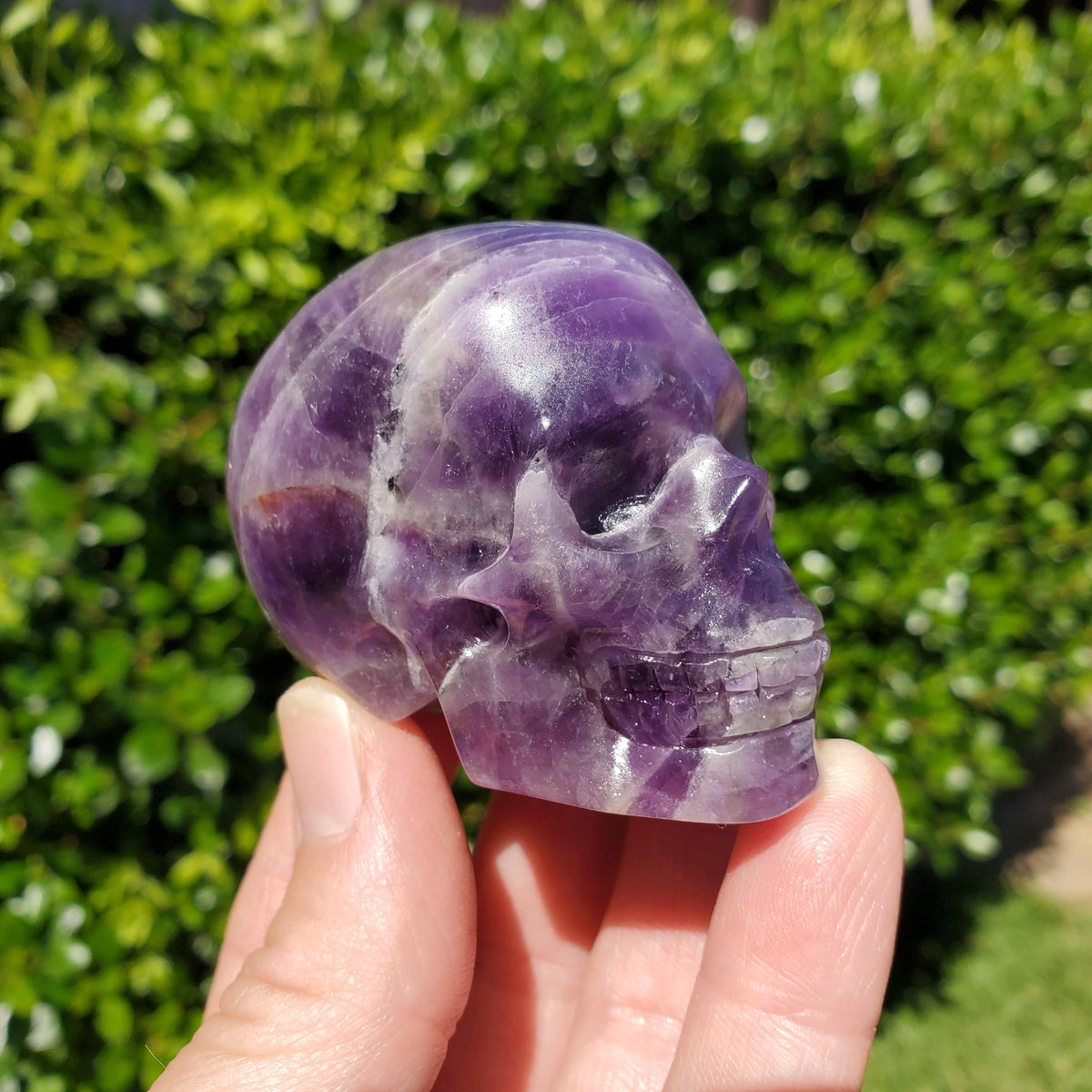 Cute Amethyst Skull 2.50" - Calming, Protection, Positivity - Purple Carved Skull Amethyst Crystal Healing Gemstones