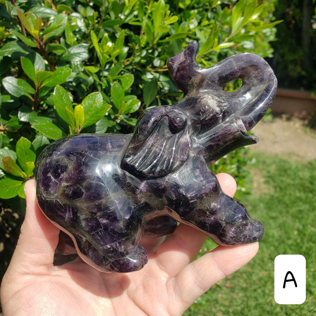Big Dream Amethyst Elephant 6" long - Calming, Energetic Protection, Positivity, Divine Love - Purple Amethyst Crystal Elephant Statement