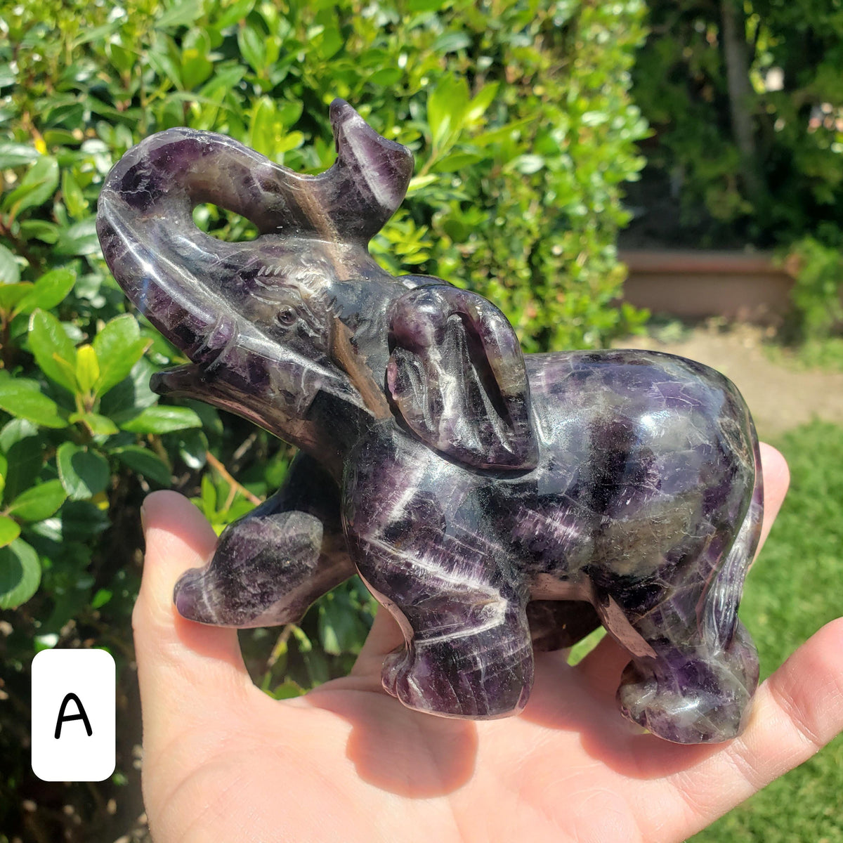 Big Dream Amethyst Elephant 6" long - Calming, Energetic Protection, Positivity, Divine Love - Purple Amethyst Crystal Elephant Statement