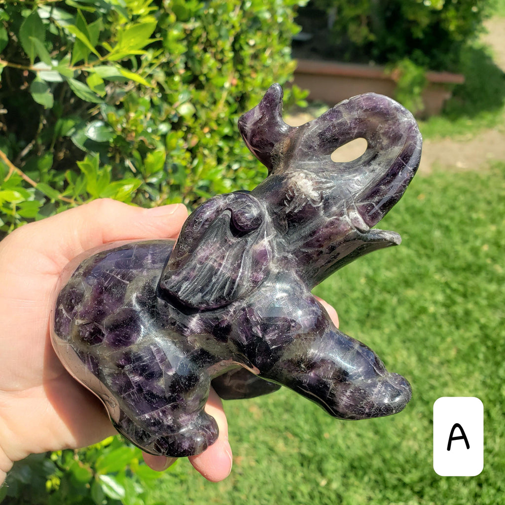 Big Dream Amethyst Elephant 6" long - Calming, Energetic Protection, Positivity, Divine Love - Purple Amethyst Crystal Elephant Statement
