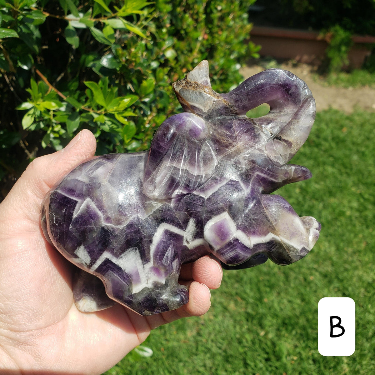 Big Dream Amethyst Elephant 6" long - Calming, Energetic Protection, Positivity, Divine Love - Purple Amethyst Crystal Elephant Statement