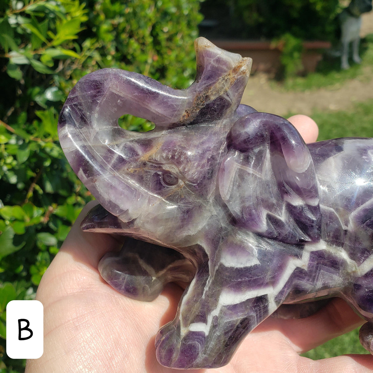 Big Dream Amethyst Elephant 6" long - Calming, Energetic Protection, Positivity, Divine Love - Purple Amethyst Crystal Elephant Statement