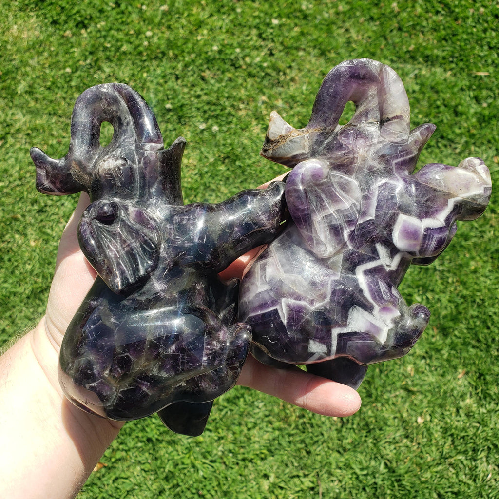 Big Dream Amethyst Elephant 6" long - Calming, Energetic Protection, Positivity, Divine Love - Purple Amethyst Crystal Elephant Statement