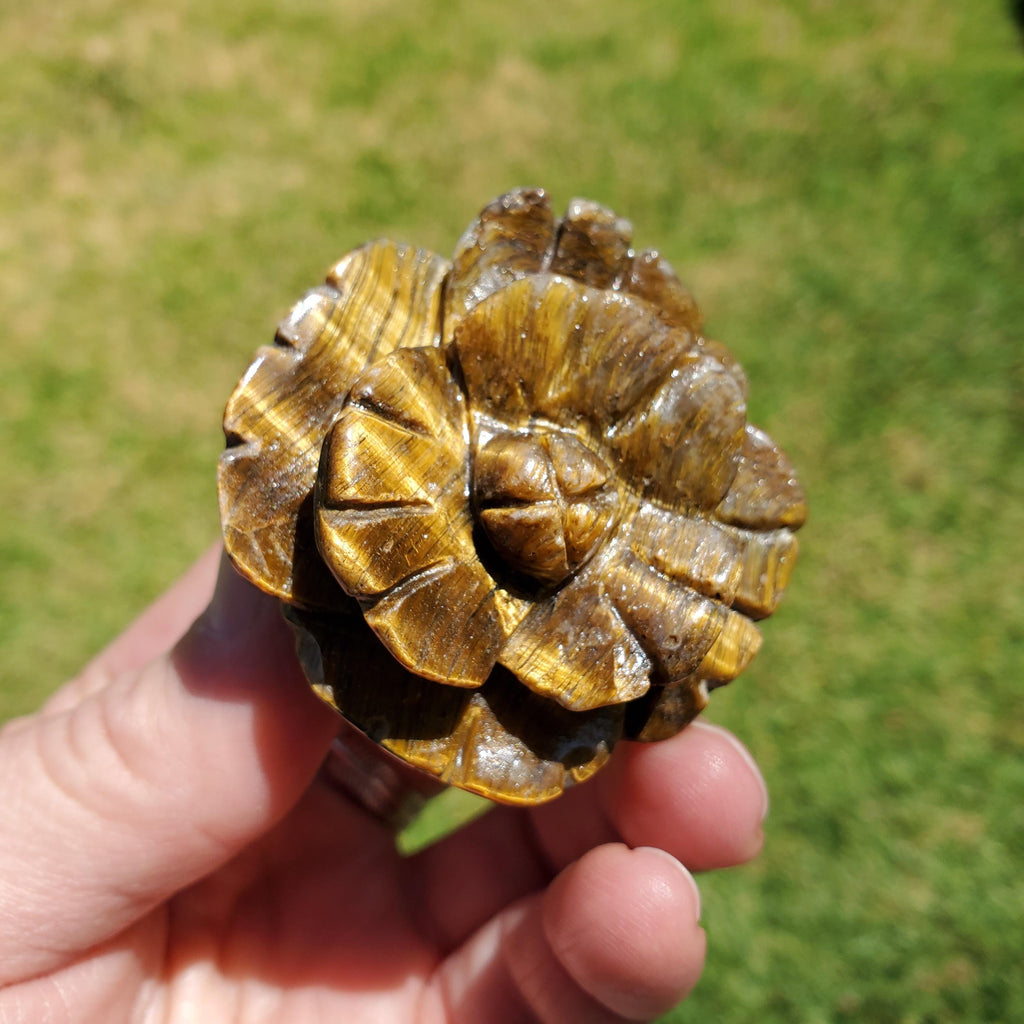 Small Flashy Tiger Eye Flower - Courage, Motivation, Confidence, Grounding, Energetic Protection, Energy - Crystal Rose Healing Gemstones