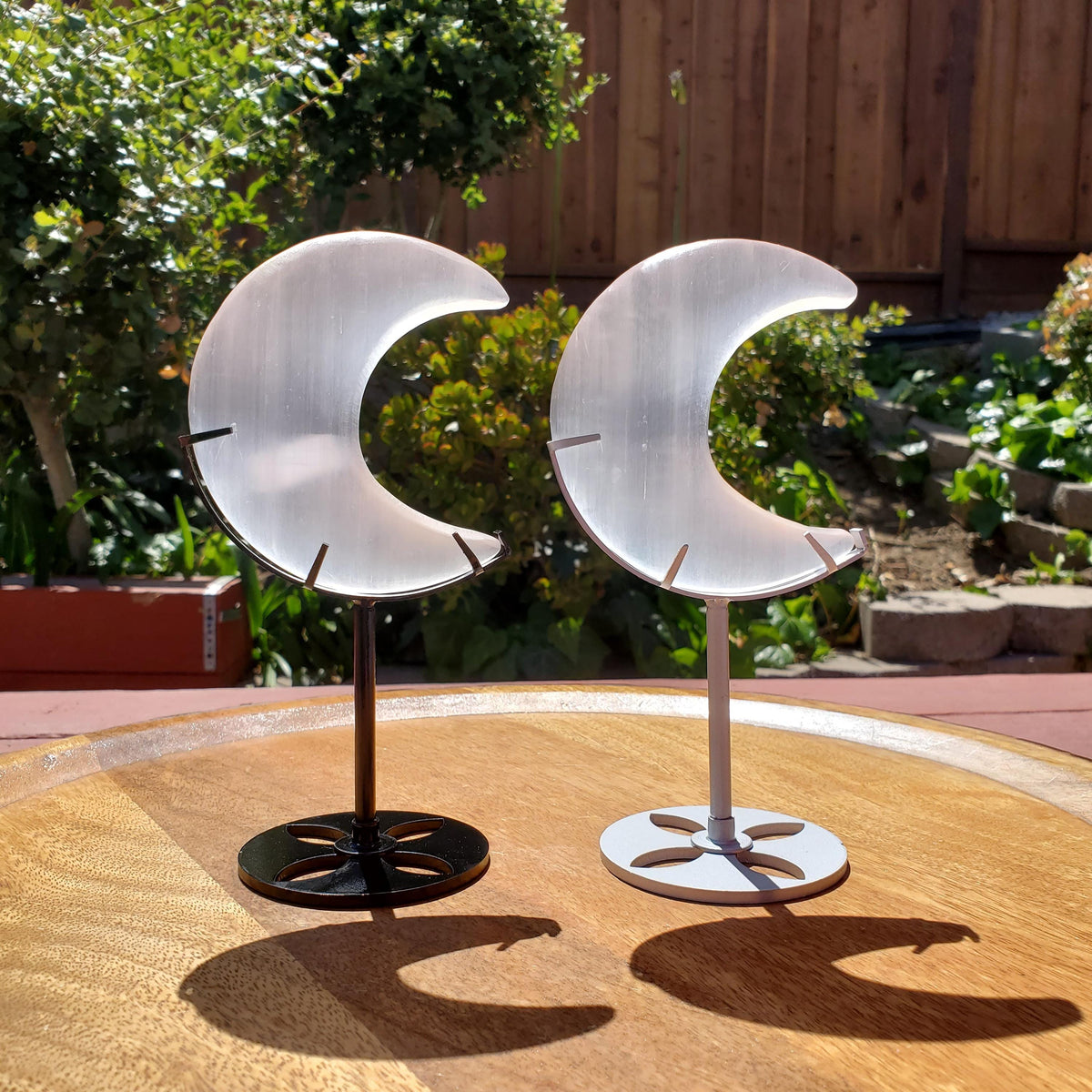 Selenite Moon on Stand - Tranquility, Blessings, Love & Light - Satin Spar  Lunar Crystal Display Healing Gemstones