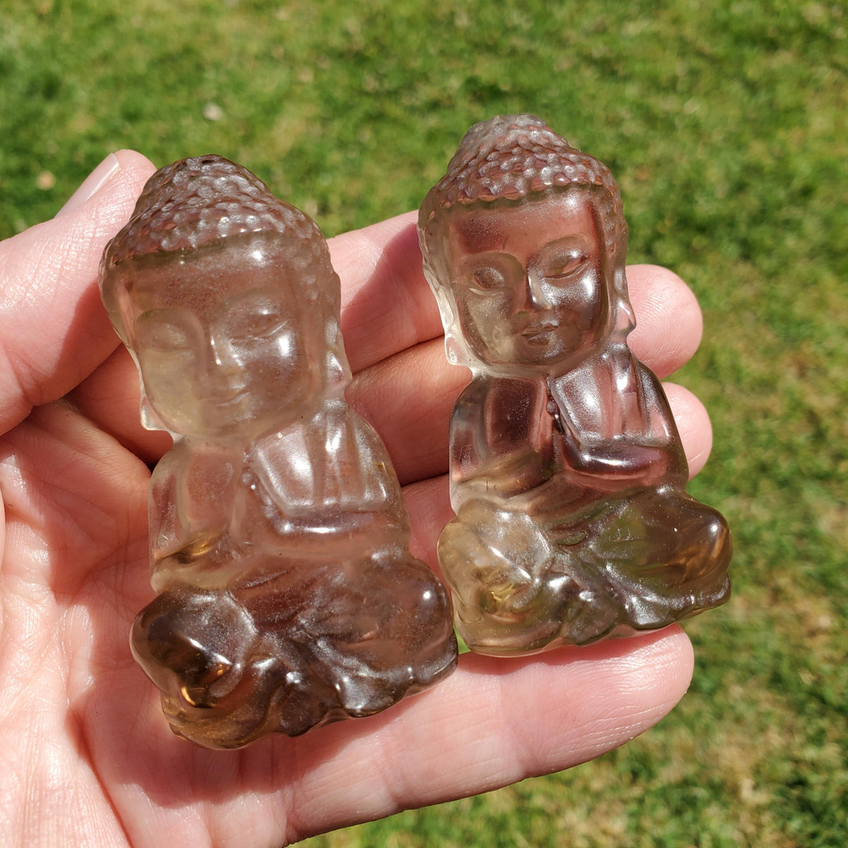 Smoky Quartz Buddha 2.60" tall - Grounding, Protective - Smokey Quartz Carved Buddha Stone Healing Crystals Gemstones
