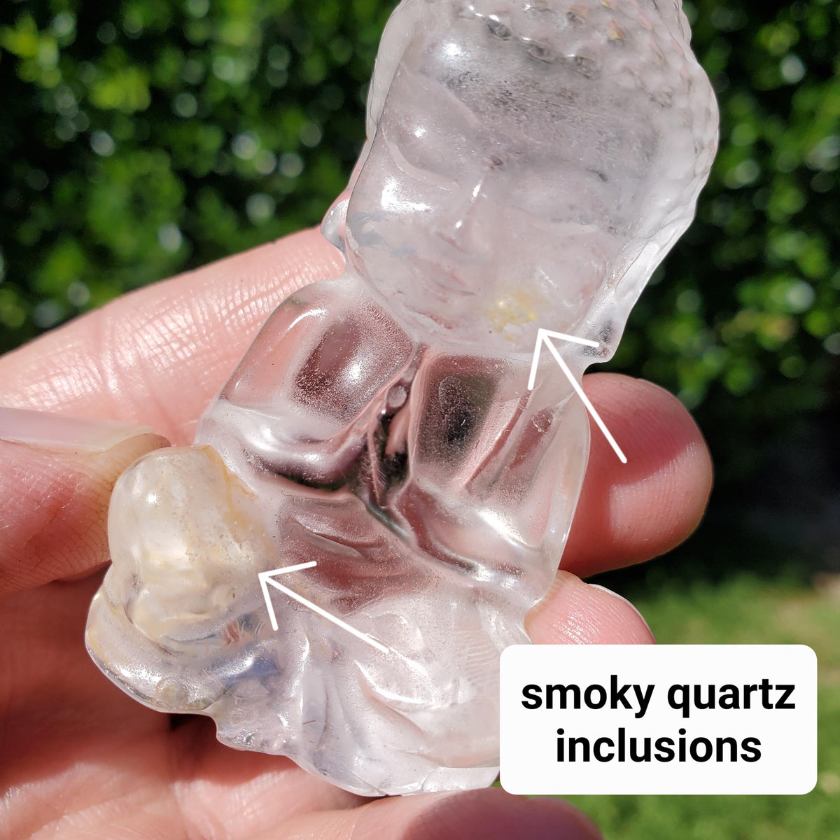 Clear Quartz Buddha 1.95" to 2.60" tall - Counteracts Negative, Energizes Positive Energy - Carved Buddha Stone Healing Crystals Gemstones