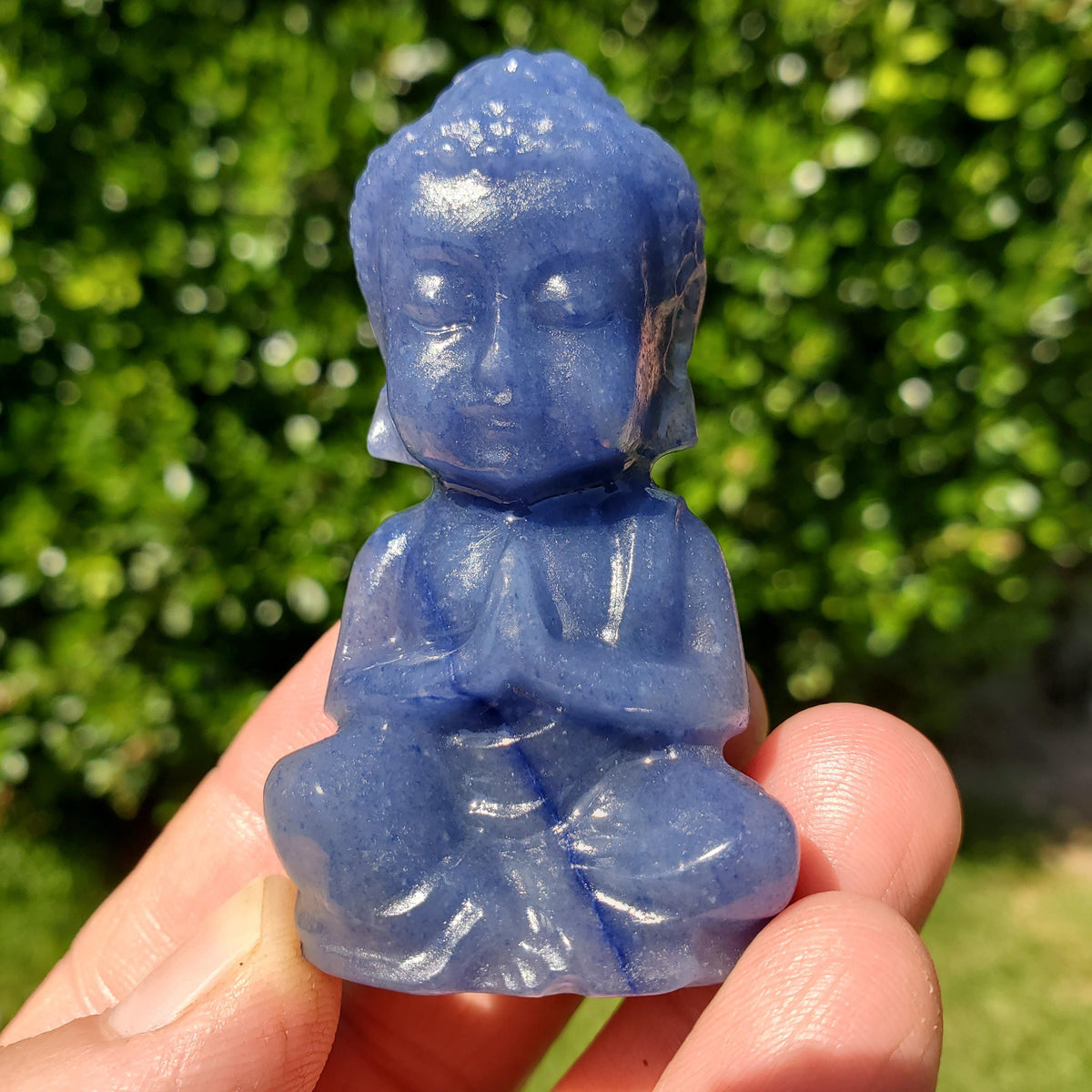 Blue Aventurine Buddha 2.50" tall - Inner Strength, Self-Discipline, Communication - Aventurine Crystal Buddha Healing Gemstone