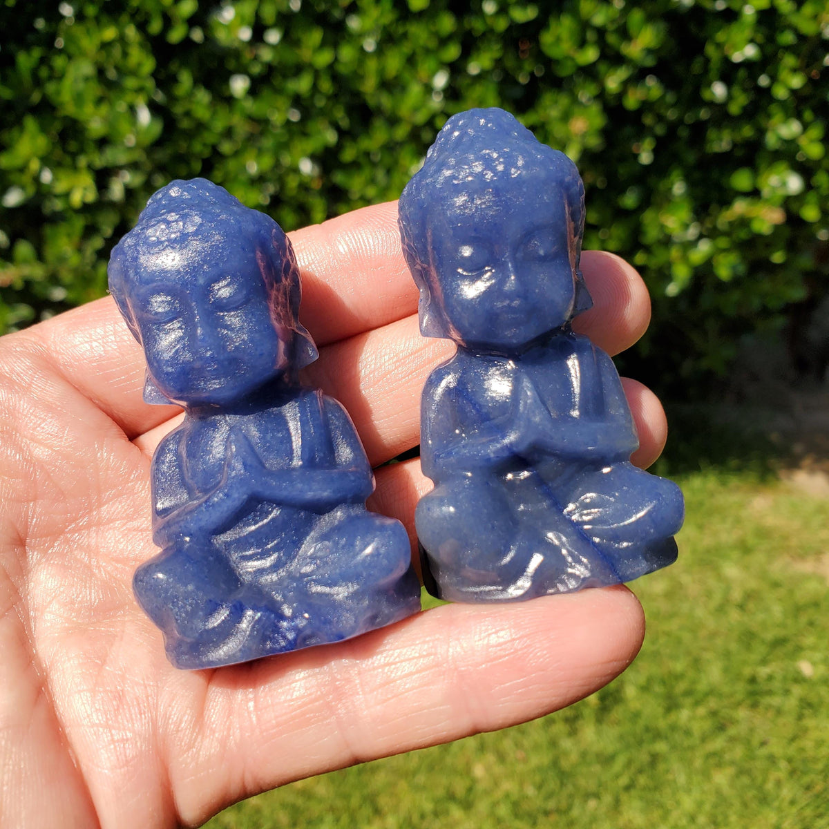 Blue Aventurine Buddha 2.50" tall - Inner Strength, Self-Discipline, Communication - Aventurine Crystal Buddha Healing Gemstone