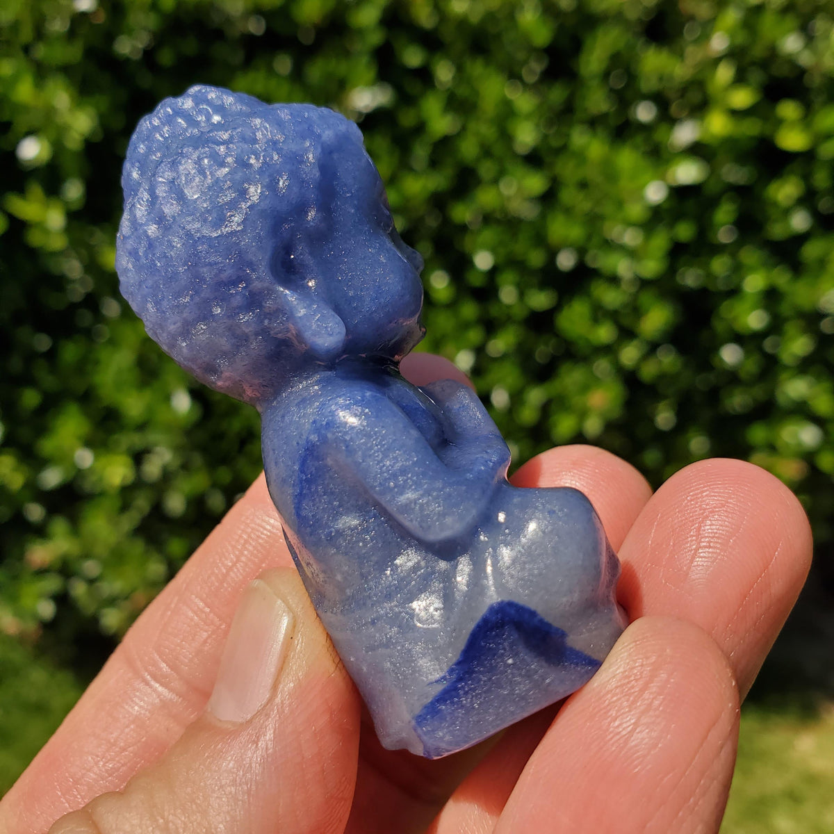 Blue Aventurine Buddha 2.50" tall - Inner Strength, Self-Discipline, Communication - Aventurine Crystal Buddha Healing Gemstone