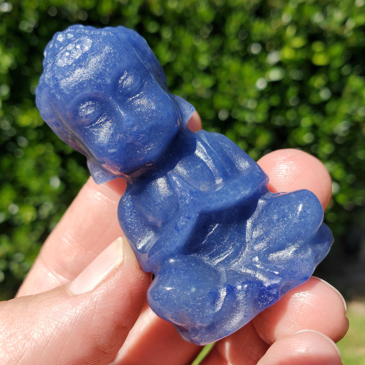 Blue Aventurine Buddha 2.50" tall - Inner Strength, Self-Discipline, Communication - Aventurine Crystal Buddha Healing Gemstone
