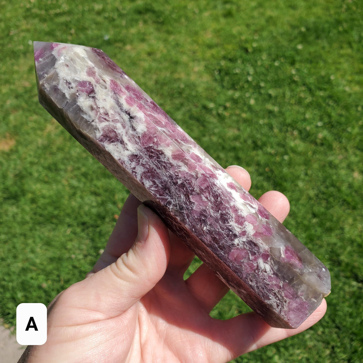 Big Unicorn Tower 7.75" - Helps with Transitions, Calm, Emotional Healing - Pink Tourmaline, Lepidolite, Smoky Quartz, Cleavelandite