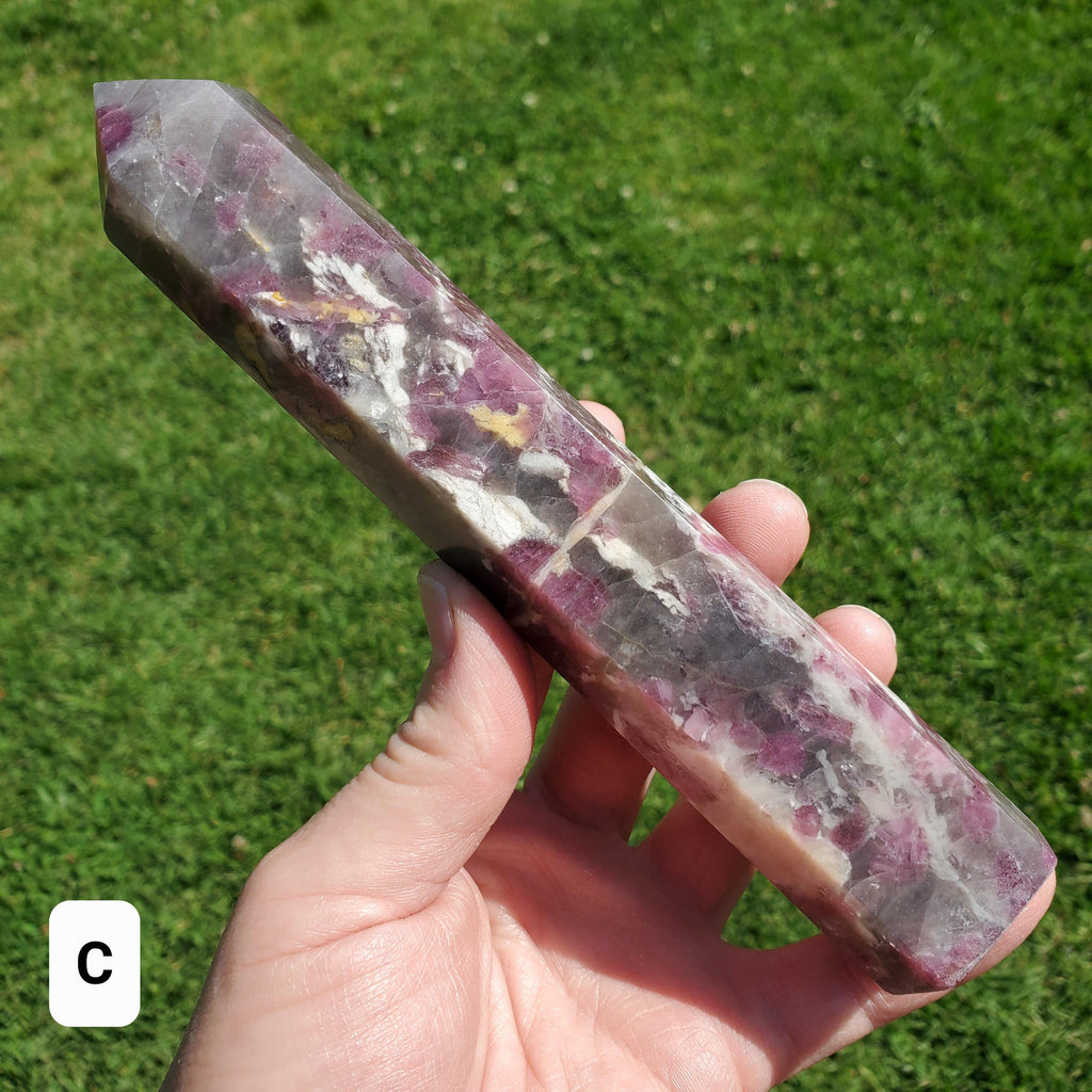 Big Unicorn Tower 7.75" - Helps with Transitions, Calm, Emotional Healing - Pink Tourmaline, Lepidolite, Smoky Quartz, Cleavelandite