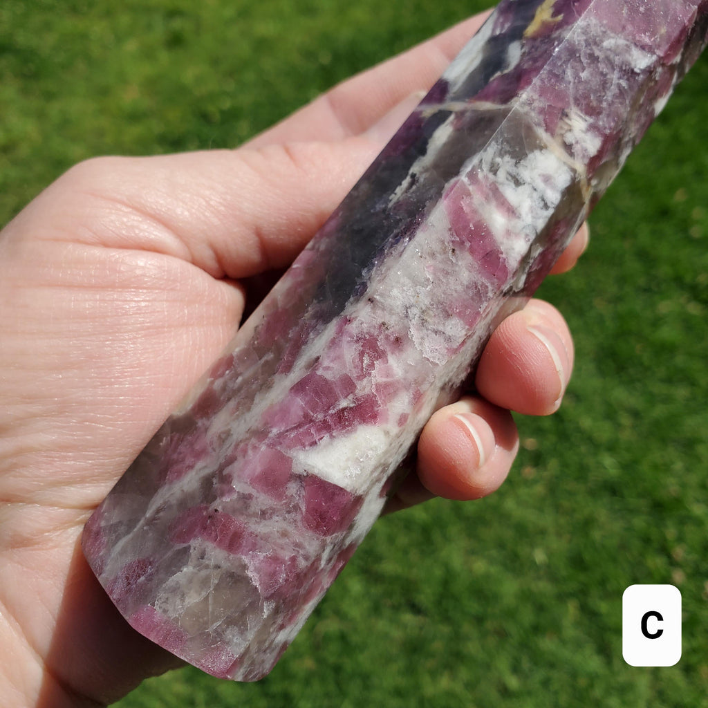 Big Unicorn Tower 7.75" - Helps with Transitions, Calm, Emotional Healing - Pink Tourmaline, Lepidolite, Smoky Quartz, Cleavelandite