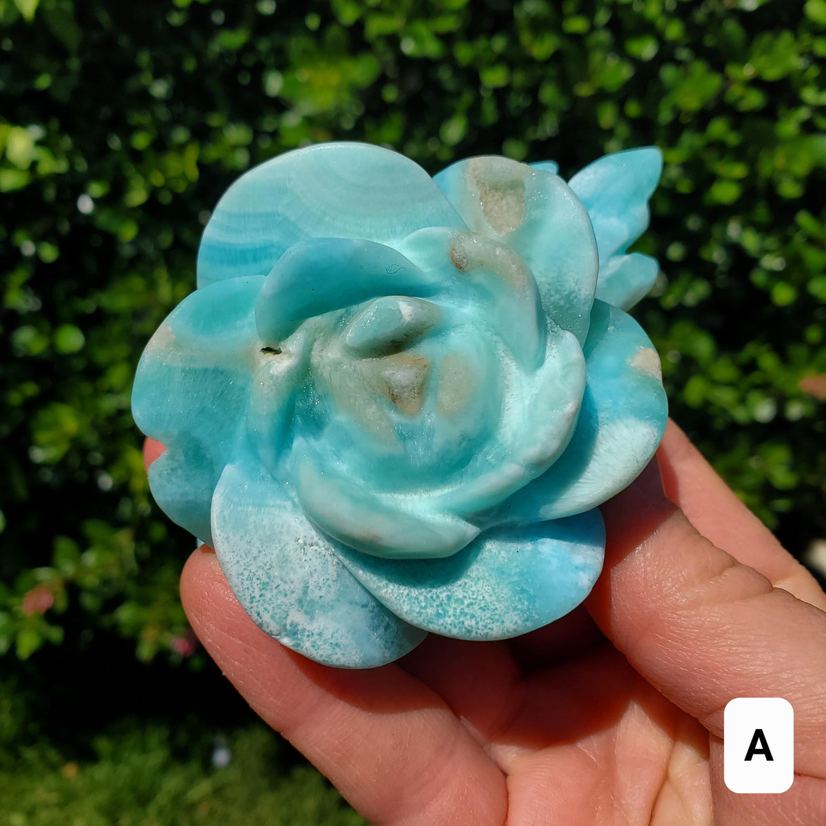 Hemimorphite Rose - The Stone of Empathy, Helps You Communicate With Others, Soothes Anxiety - Blue Flower Crystal Ocean Stone
