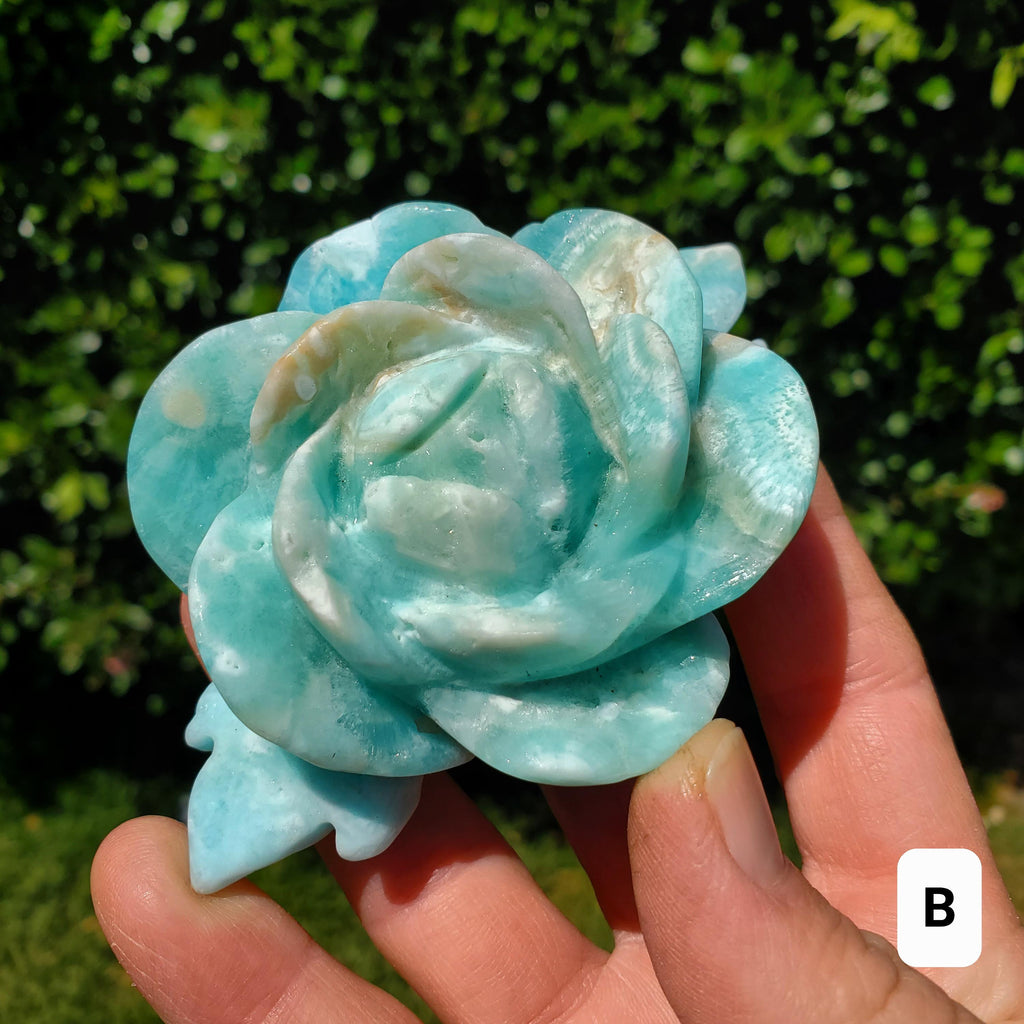 Hemimorphite Rose - The Stone of Empathy, Helps You Communicate With Others, Soothes Anxiety - Blue Flower Crystal Ocean Stone