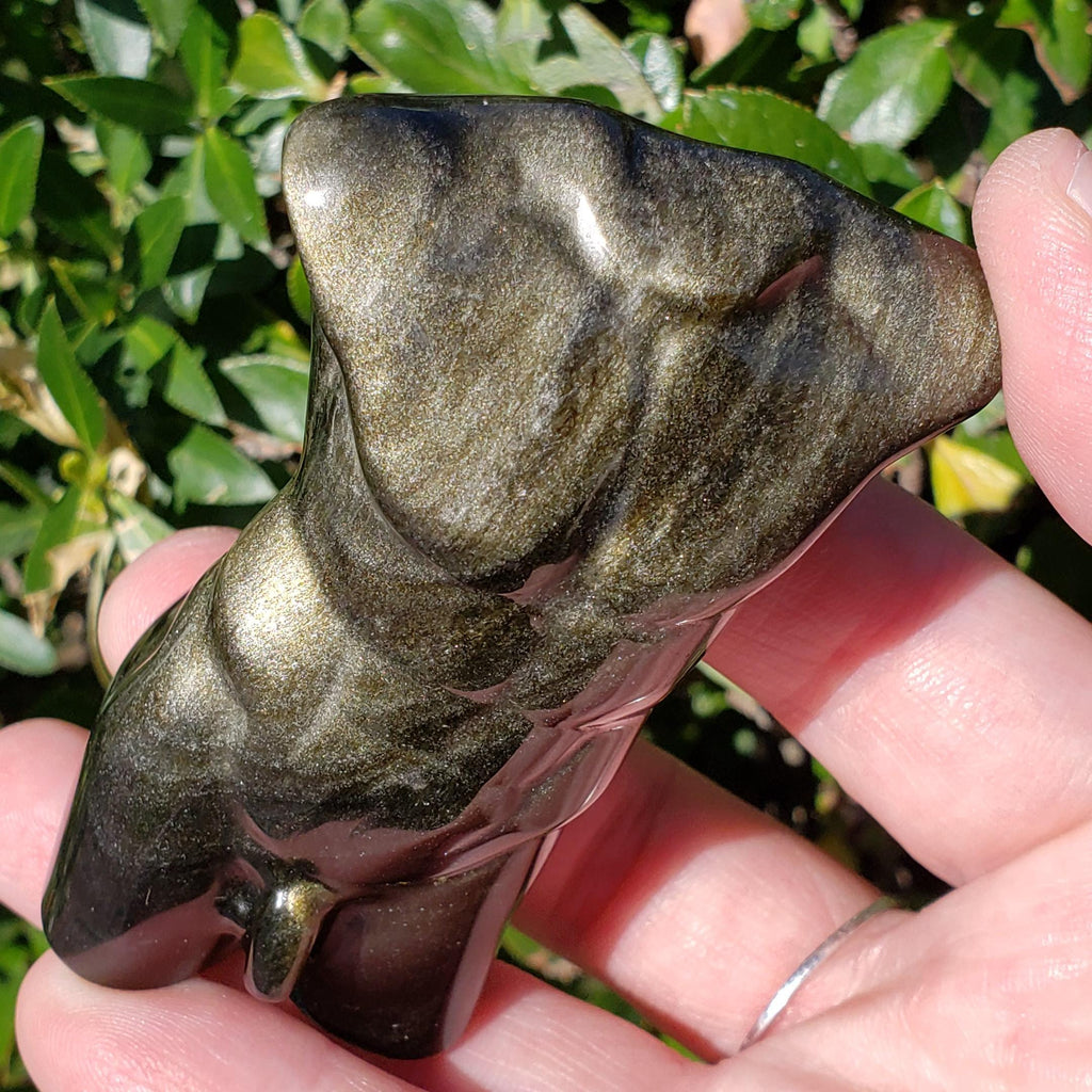 Gold Sheen Obsidian Male Model - Self Reflection, Release Negative Energies - Obsidian Man Carving Replica Statue Figurine Healing Gem