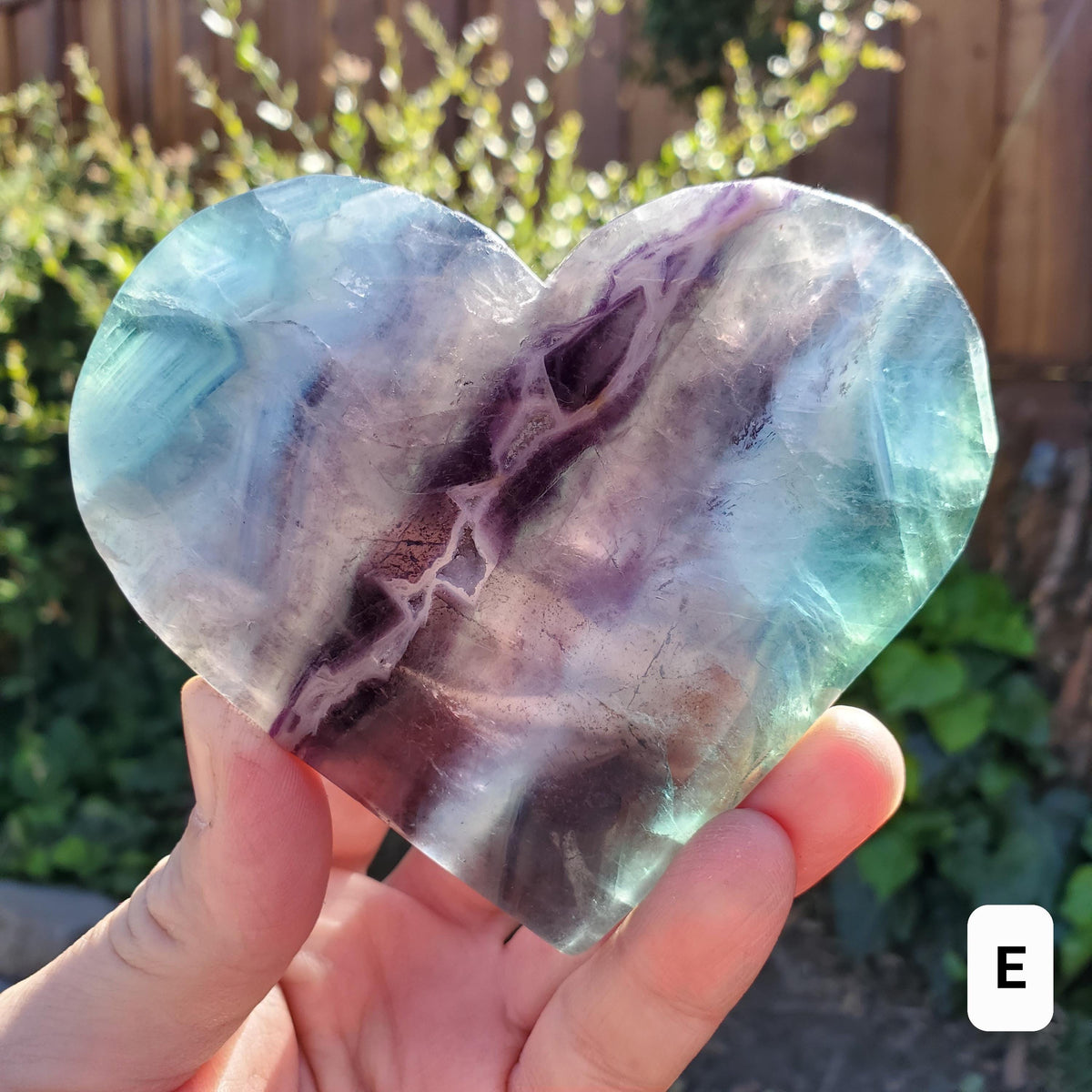 Rainbow Fluorite Heart with Rainbows, Druzy & Stand - Balancing, Protective, Grounding, Mental Clarity - Blue Crystal Heart Statement