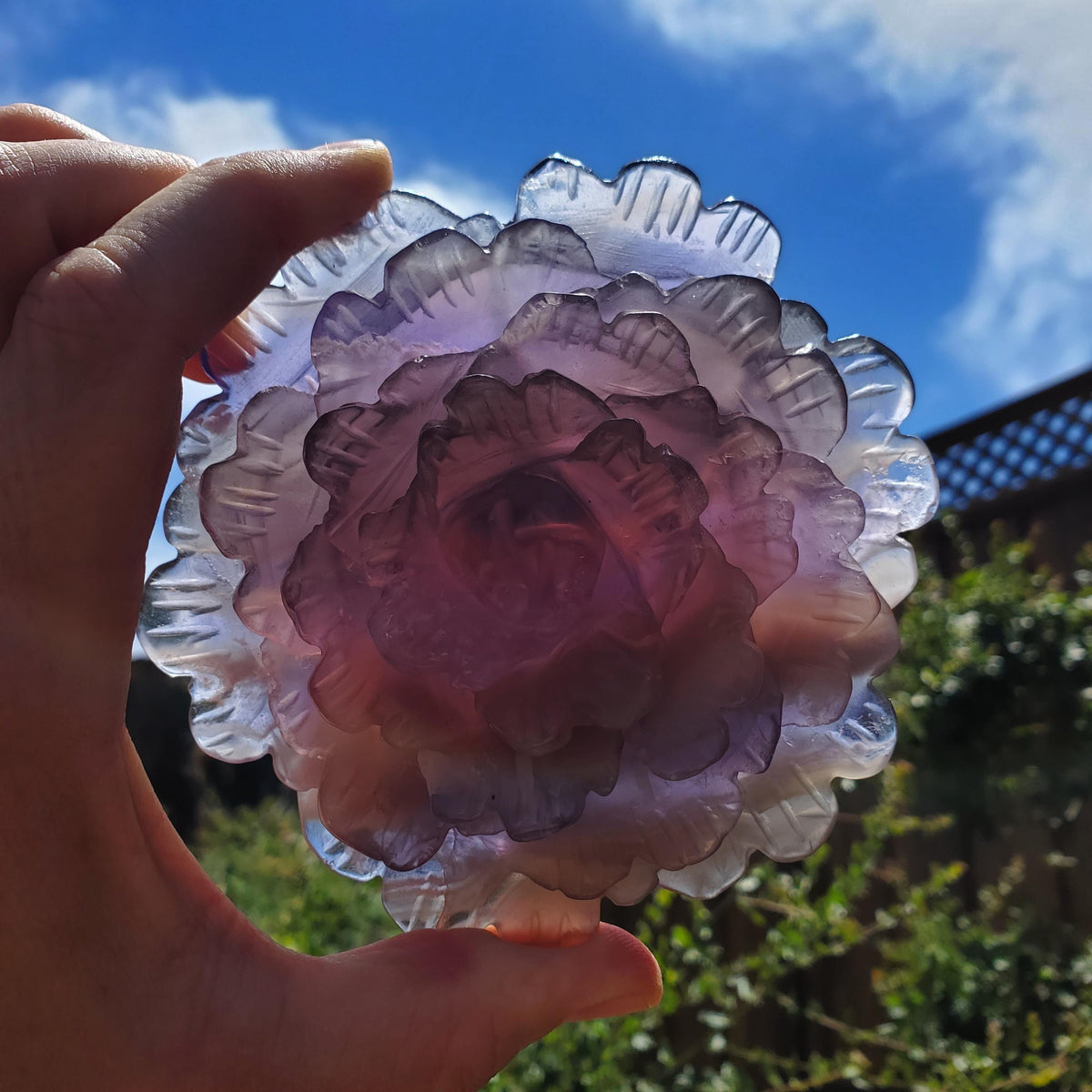 Big Purple Fluorite Flower with Banding - The Dream Crystal, Mental Concentration, Clears Negativity - Crystal Rose Statement Gemstone