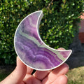 Rainbow Fluorite Moon Plug-In Light - Mental Clarity, Stability, Energetic Protection - Purple Crystal Moon Room Decor Accent
