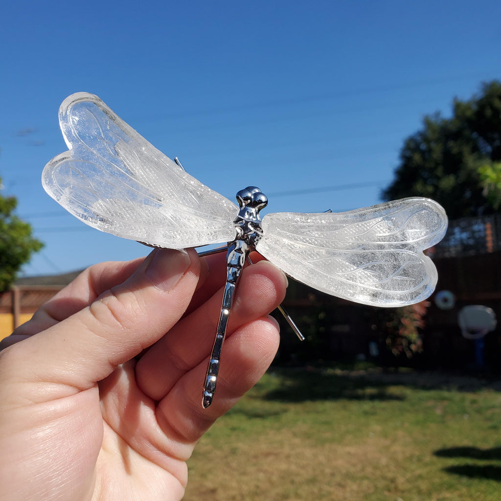 Quartz Dragonfly - Counteracts the Negative, Energizes Positive Energy - Clear Dragonfly Crystal Insect Healing Stone