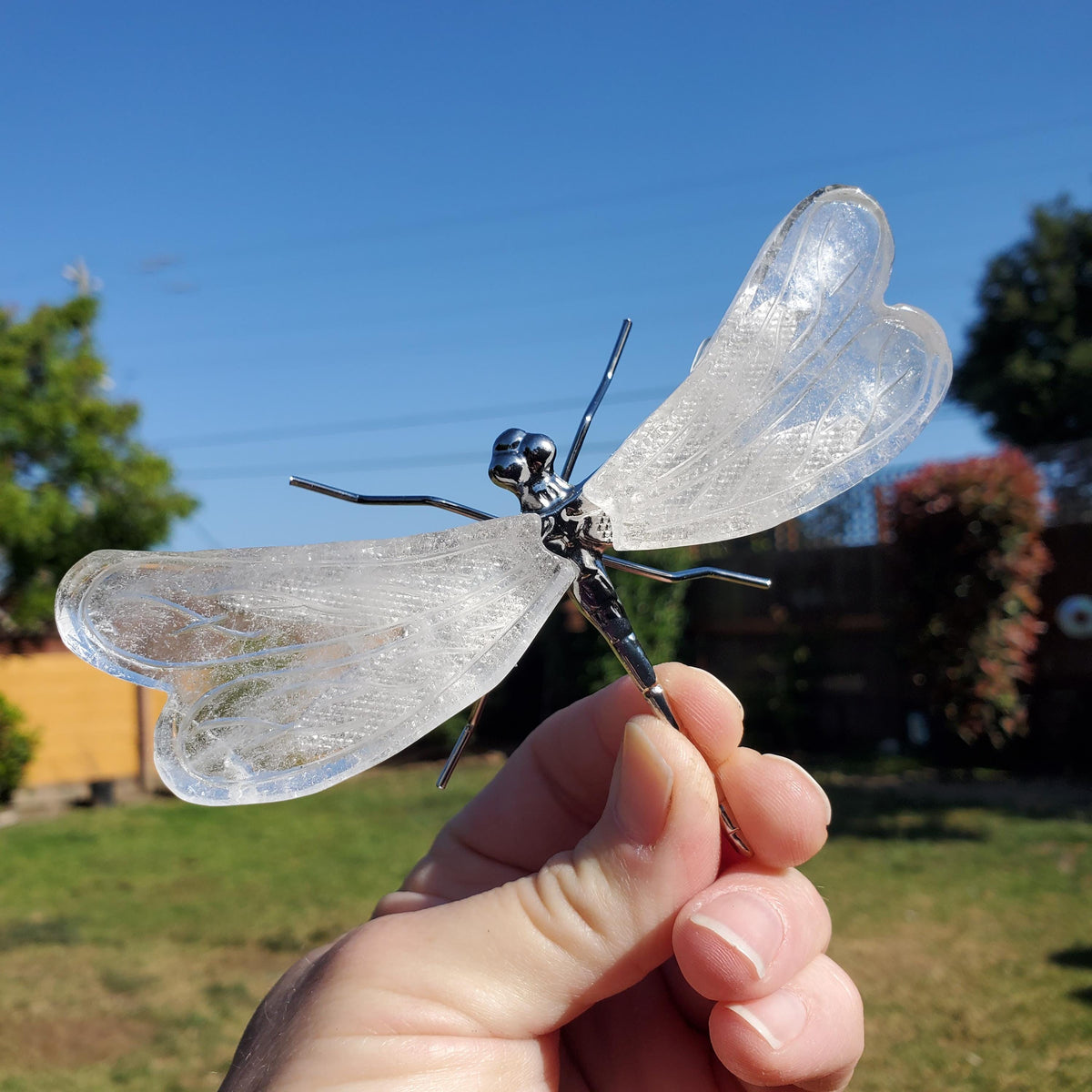 Quartz Dragonfly - Counteracts the Negative, Energizes Positive Energy - Clear Dragonfly Crystal Insect Healing Stone