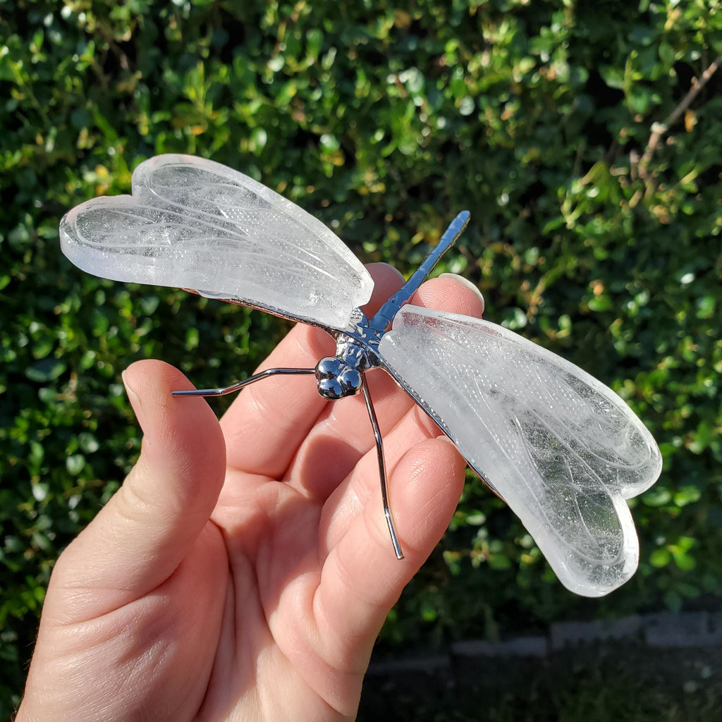 Quartz Dragonfly - Counteracts the Negative, Energizes Positive Energy - Clear Dragonfly Crystal Insect Healing Stone