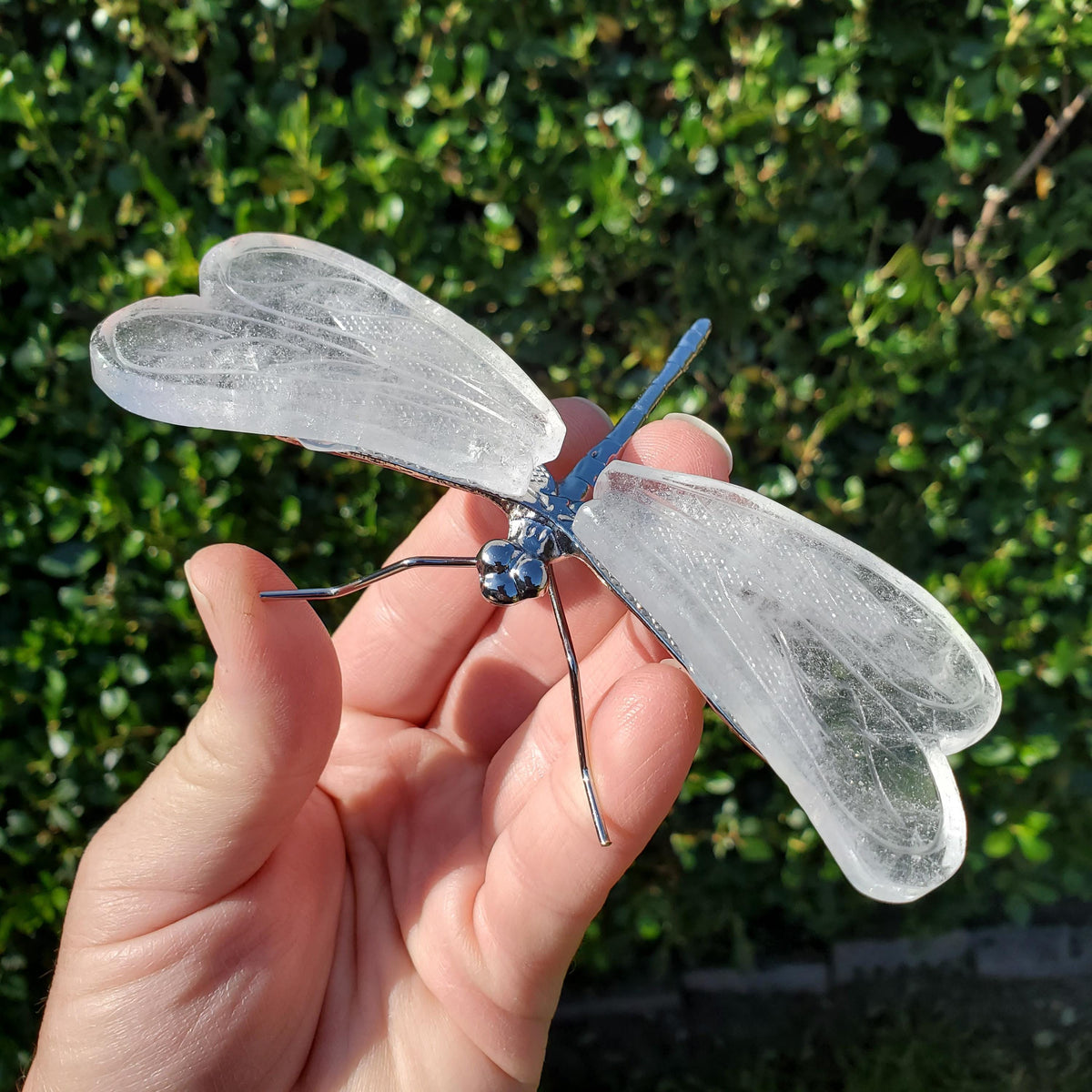 Quartz Dragonfly - Counteracts the Negative, Energizes Positive Energy - Clear Dragonfly Crystal Insect Healing Stone