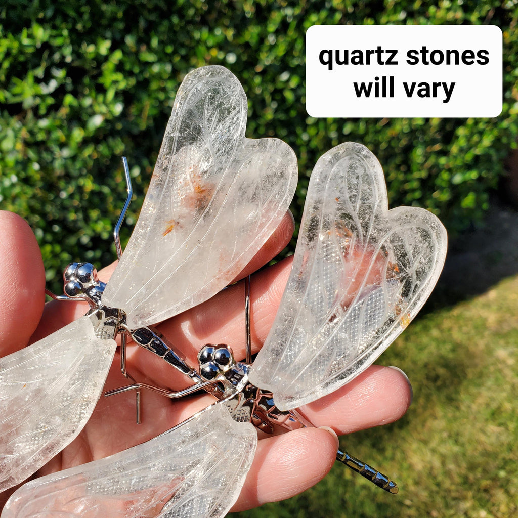 Quartz Dragonfly - Counteracts the Negative, Energizes Positive Energy - Clear Dragonfly Crystal Insect Healing Stone