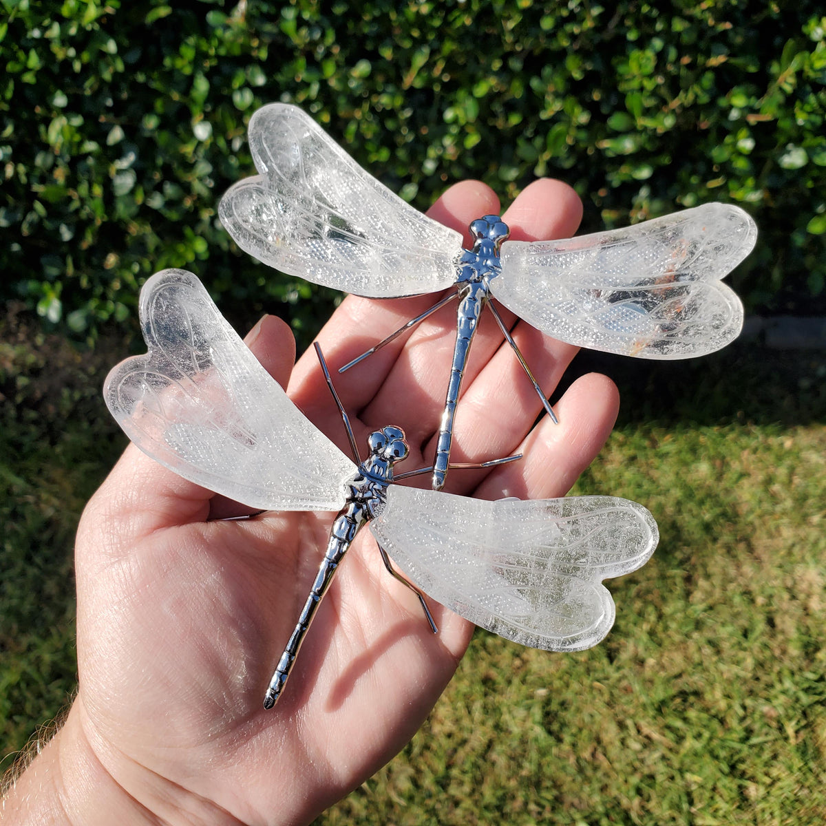 Quartz Dragonfly - Counteracts the Negative, Energizes Positive Energy - Clear Dragonfly Crystal Insect Healing Stone